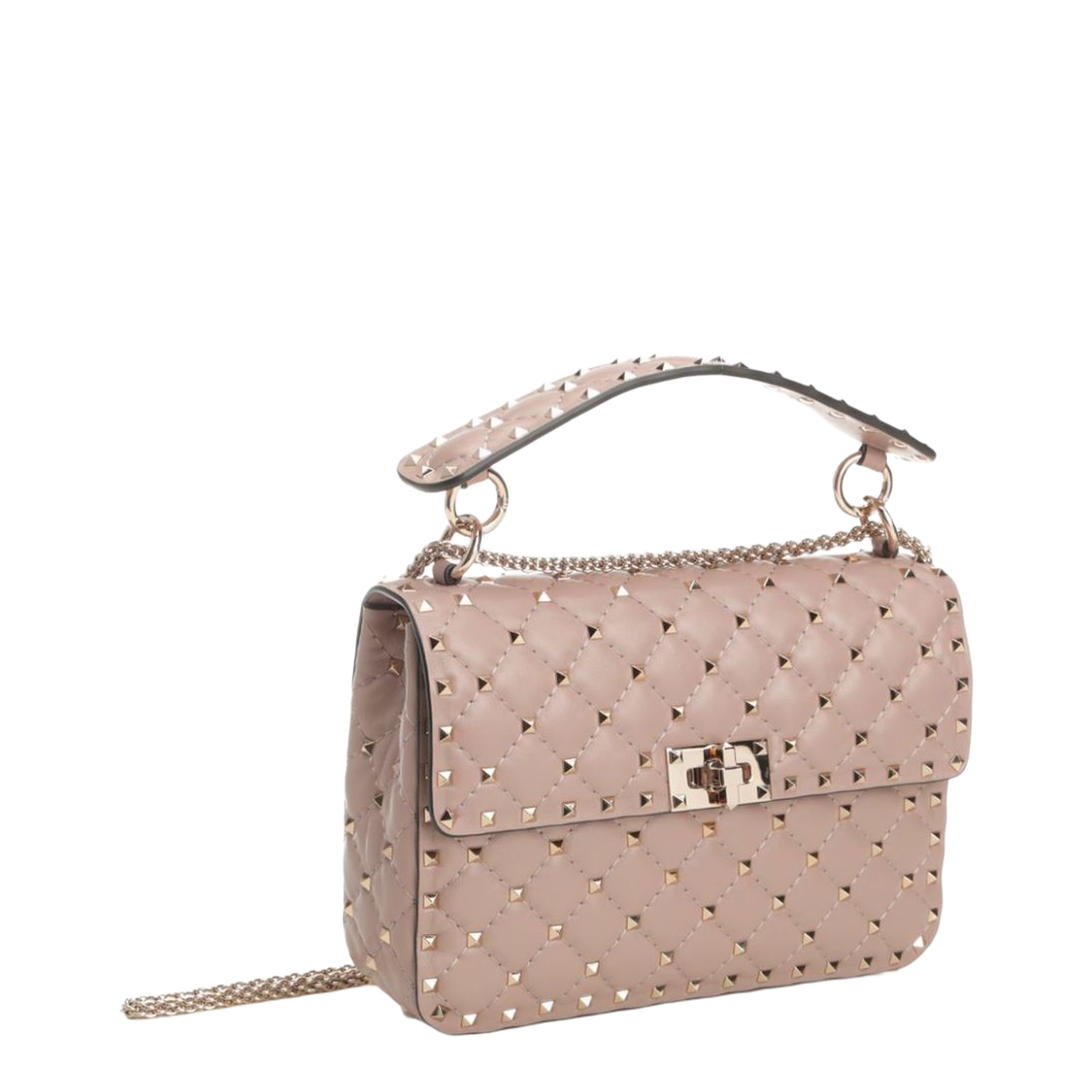 Rockstud Spike Medium Nappa Shoulder Bag - Powder Pink - Image 4