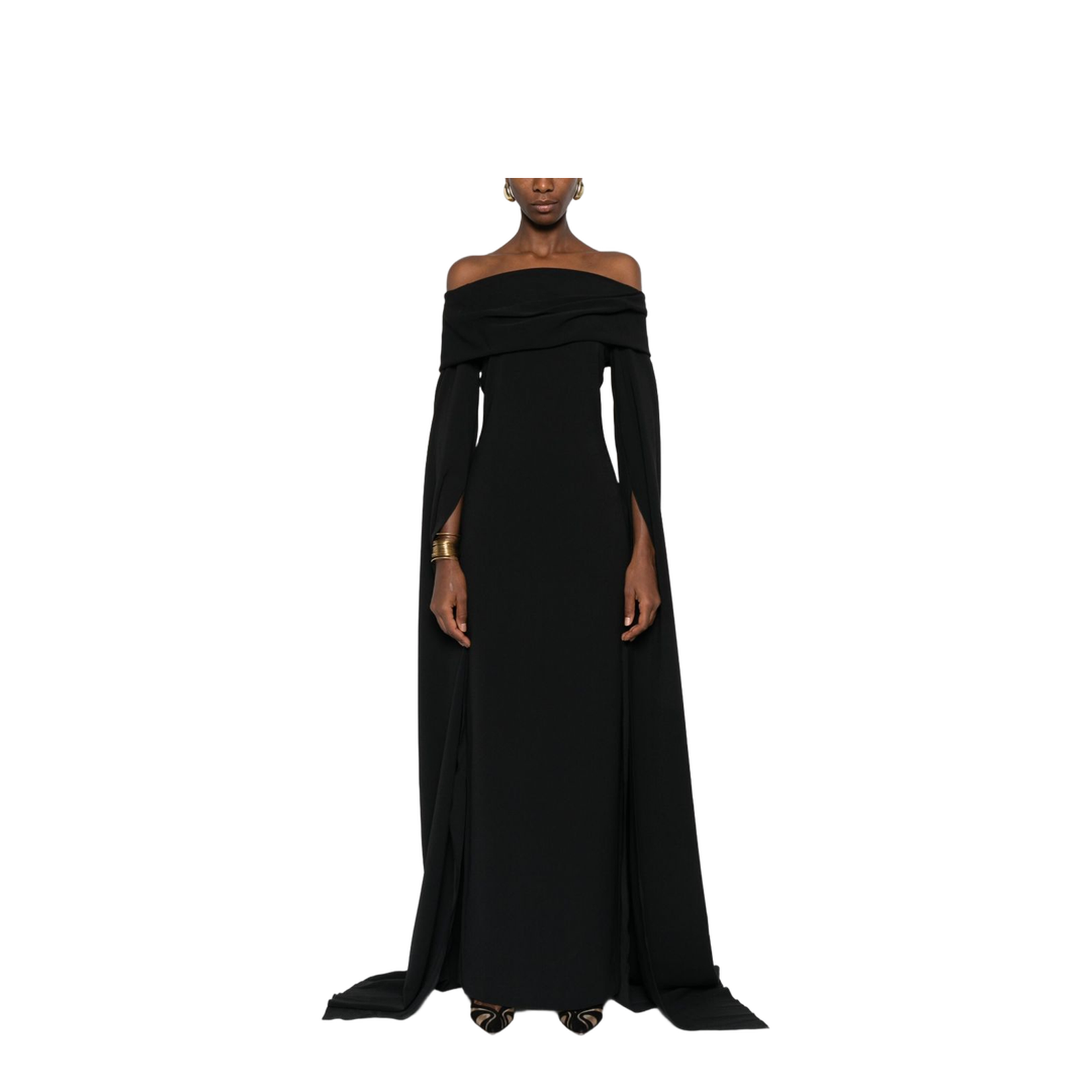 Black Off-Shoulder Neckline Maxi Length Dress - Image 3