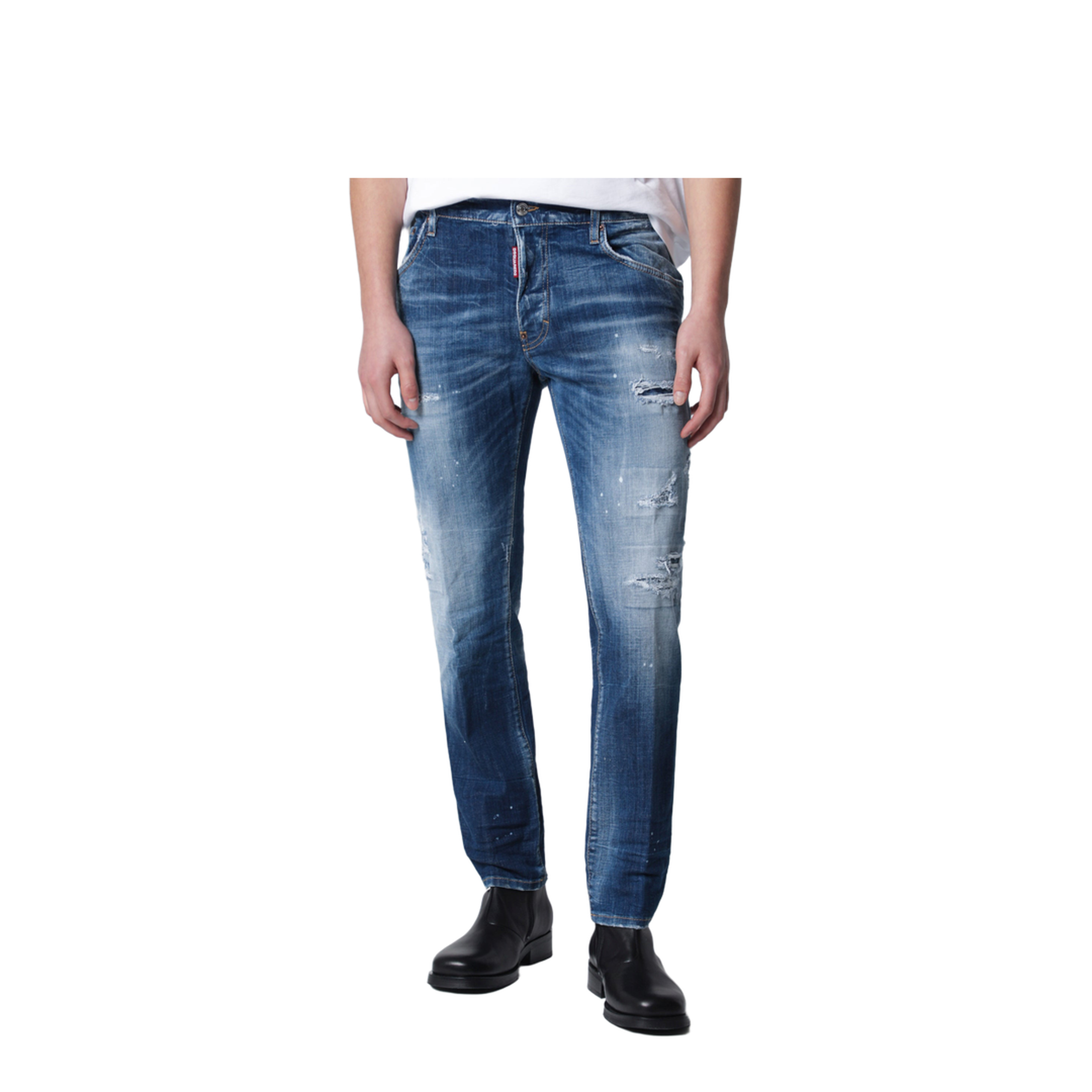 Skater Jeans in Medium Blue with Destroyed Details - Image 1