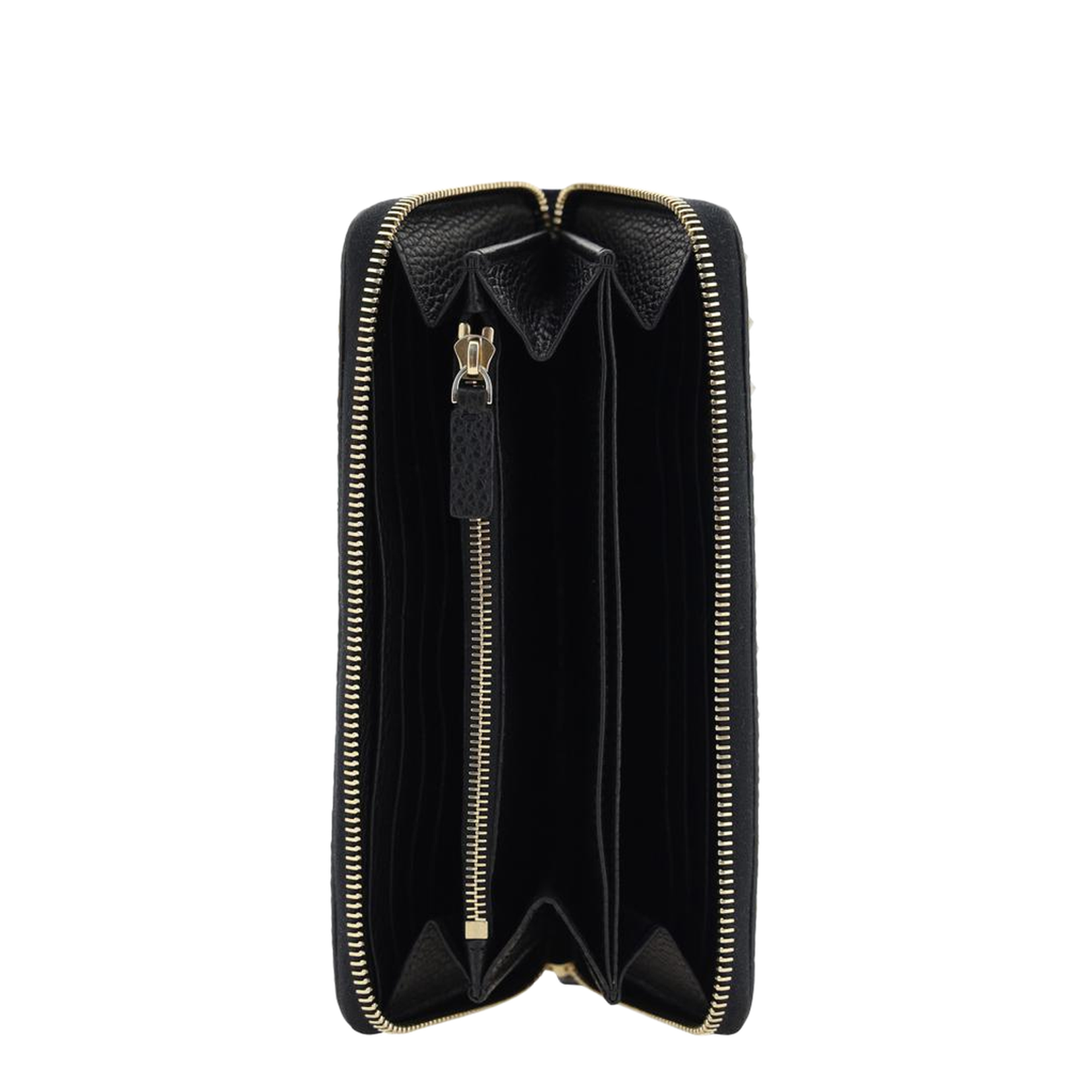 Rockstud Leather Zip Wallet - Black with Platinum Hardware - Image 3