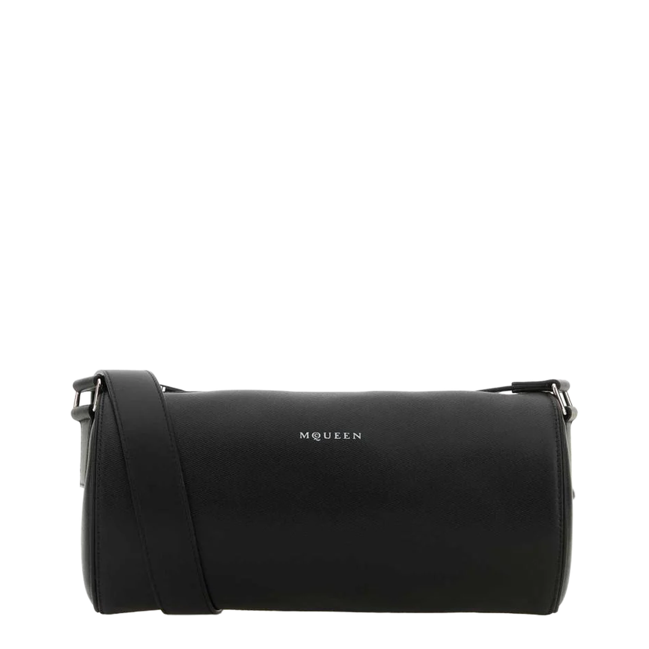 Black Leather McQueen Roller Crossbody Bag - Image 1