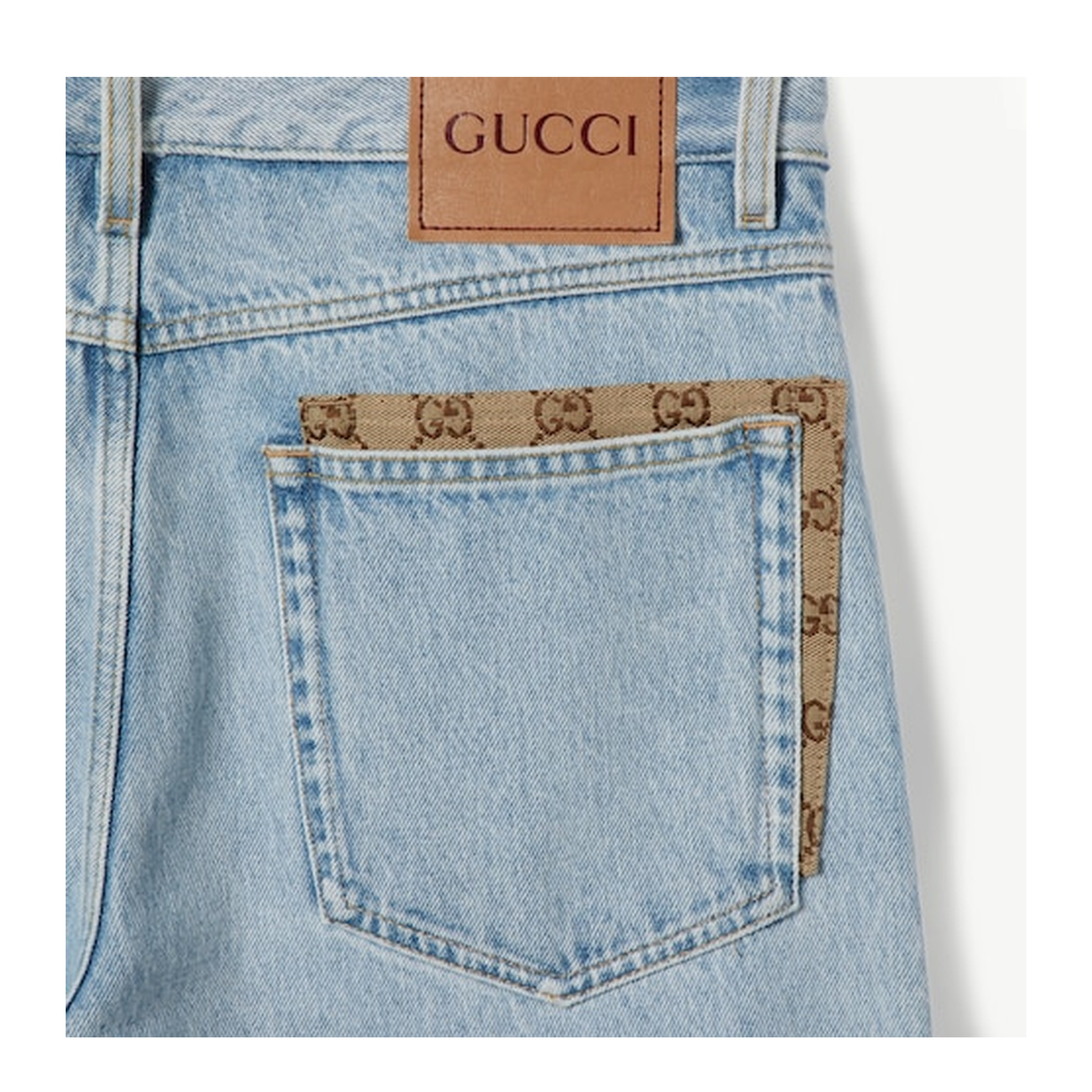Washed Denim Pant with Insert in Light Blue - Image 3