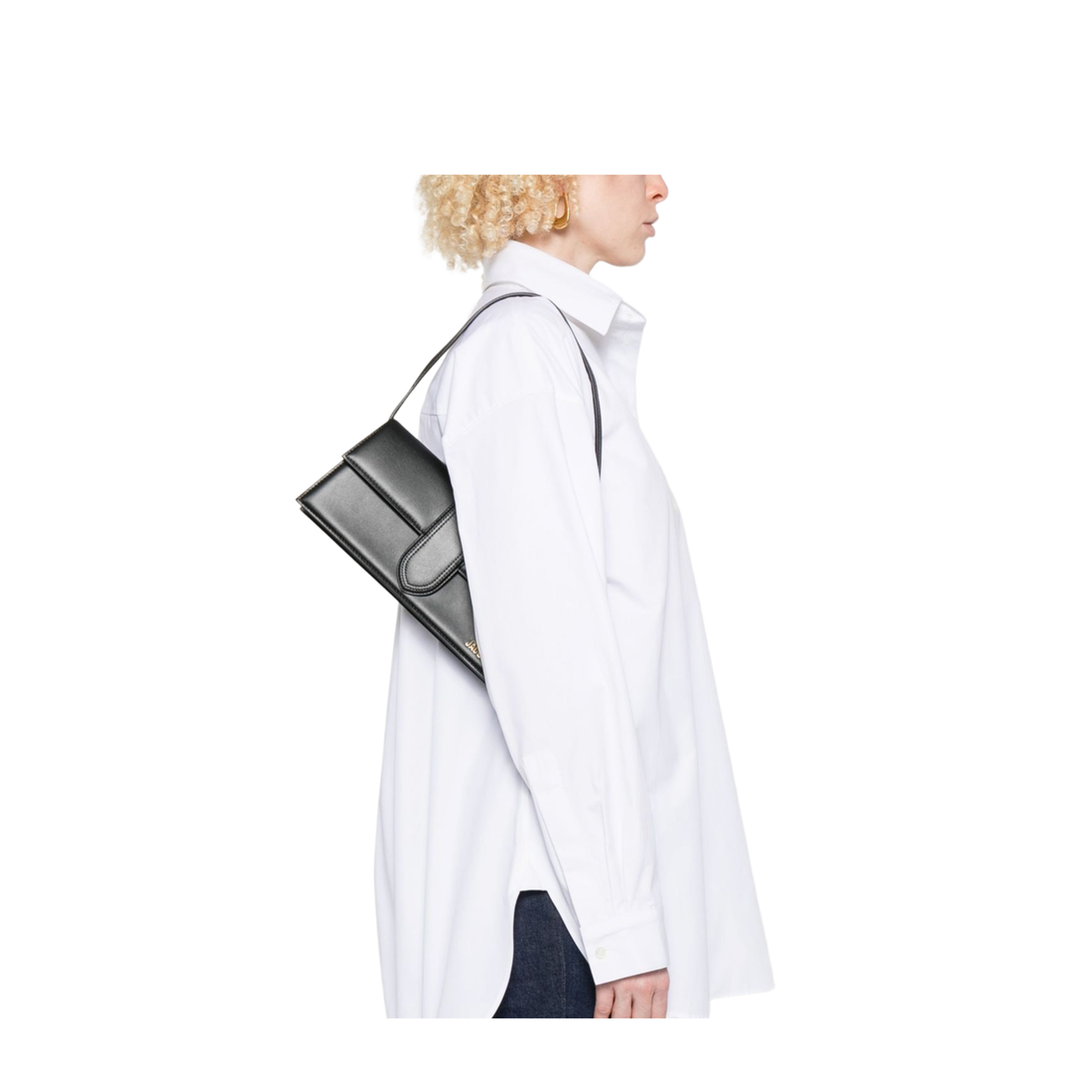 Bambino Long Calfskin Shoulder Bag - Black - Image 4