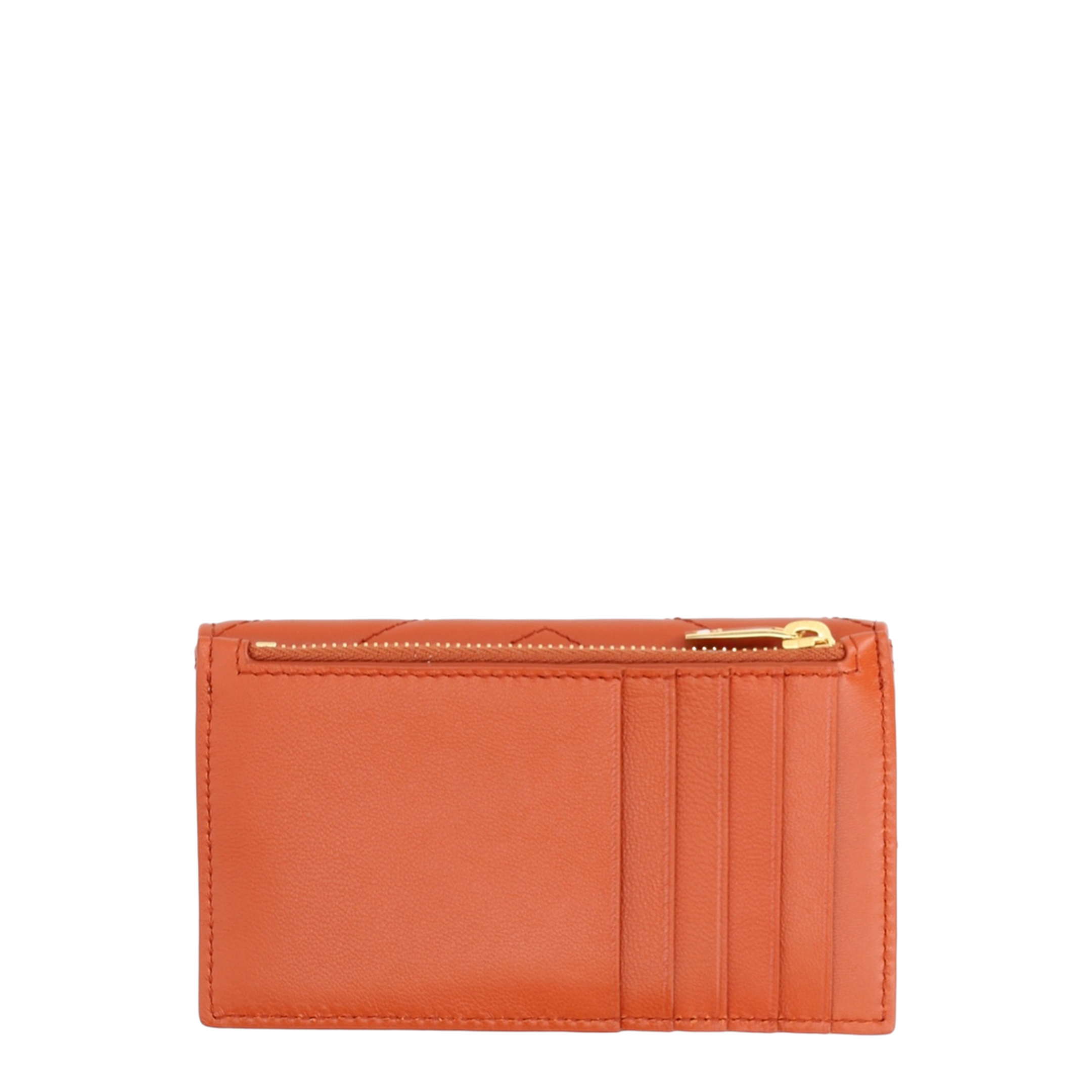 Cassandre Fragments Flap Card Case in Lambskin Dark Mandarin - Image 2