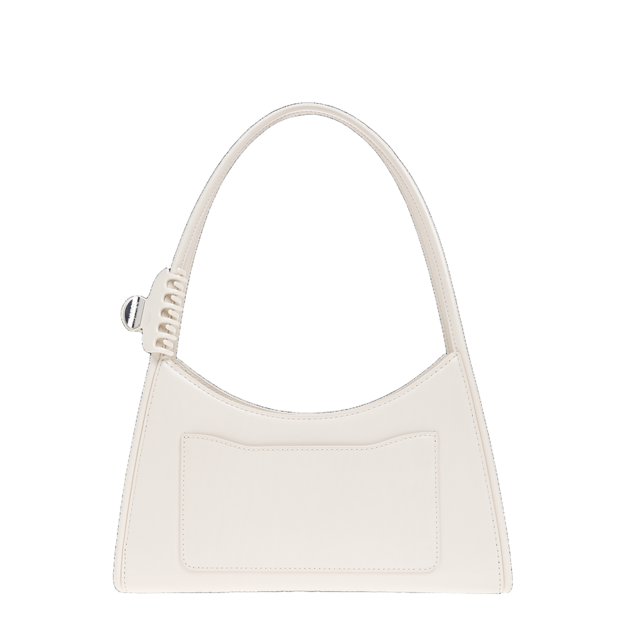 The Glam Medium Spazzolato Leather Shoulder Bag - Cotton White - Image 3