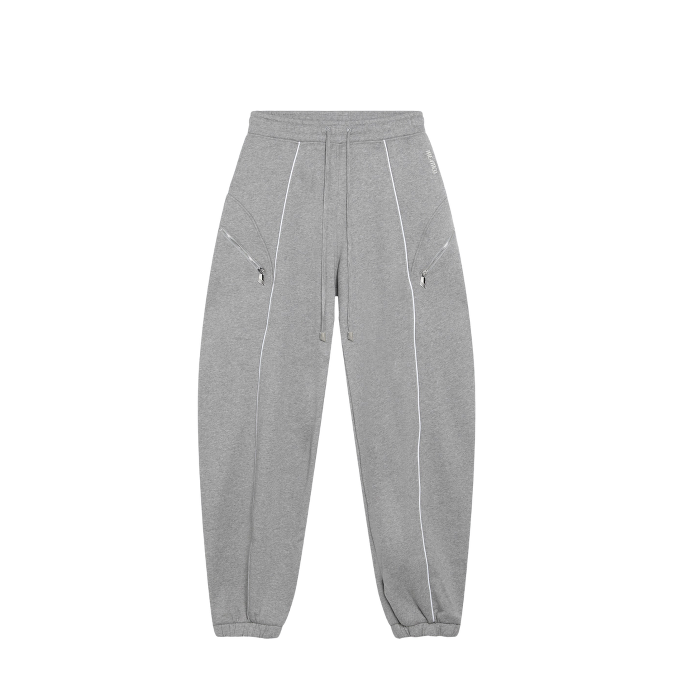 Long Jogger Pants in Melange Grey Cotton Jersey - Image 1