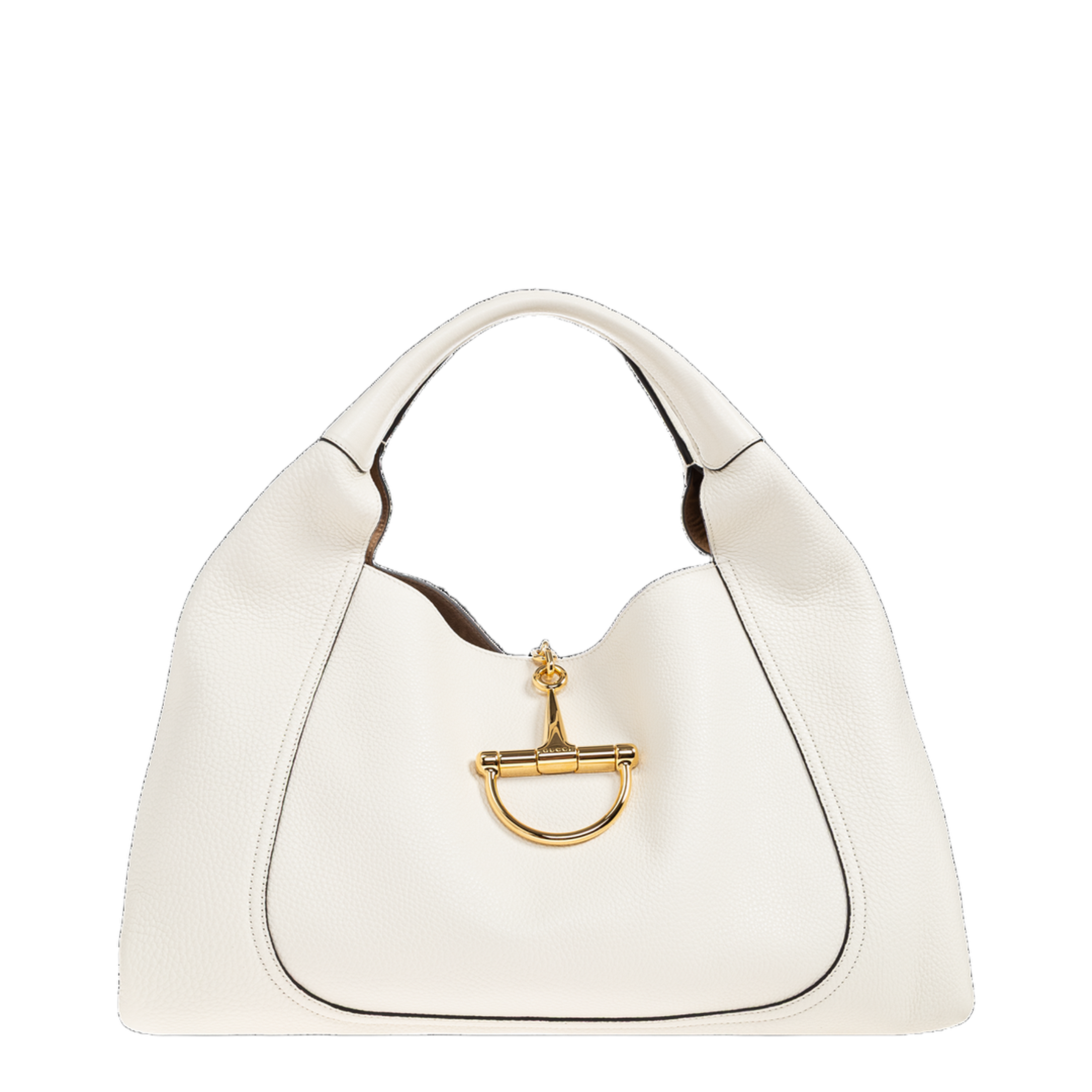 Softbit Maxi Grainy Leather Shoulder Bag - White - Image 1