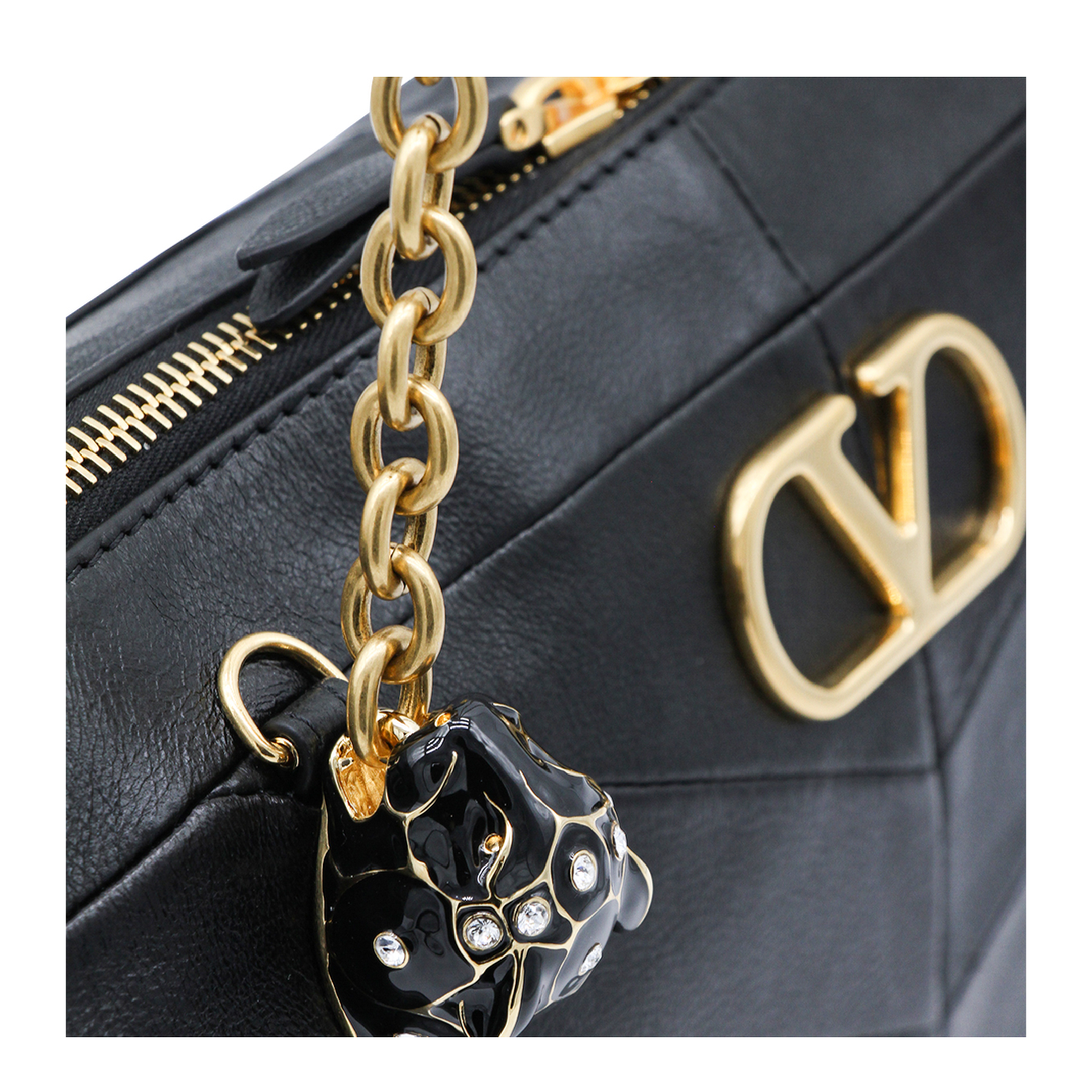 Black Leather Panthea Shopping Bag - Image 4