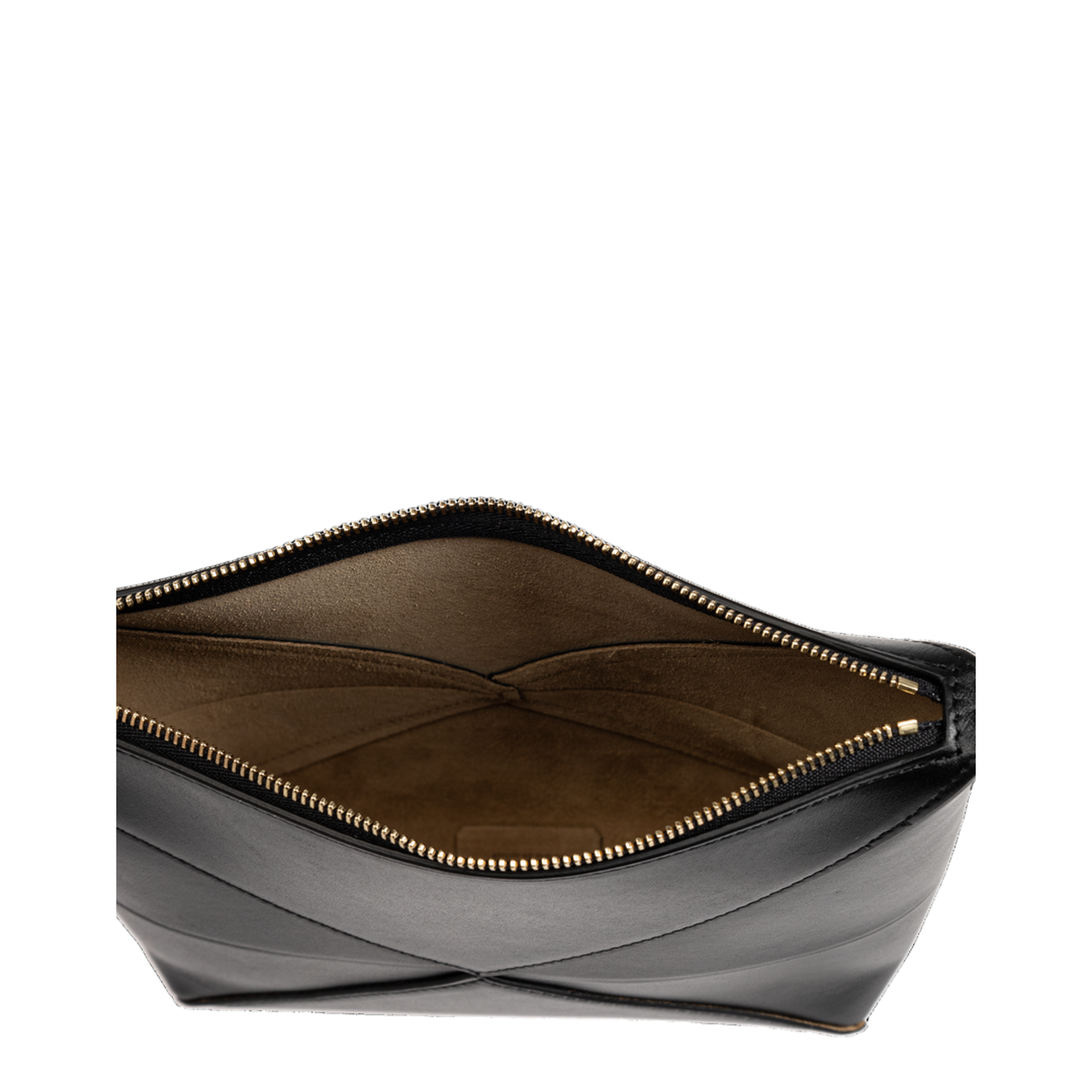 Puzzle Fold Leather Shoulder Bags - Black - Image 5