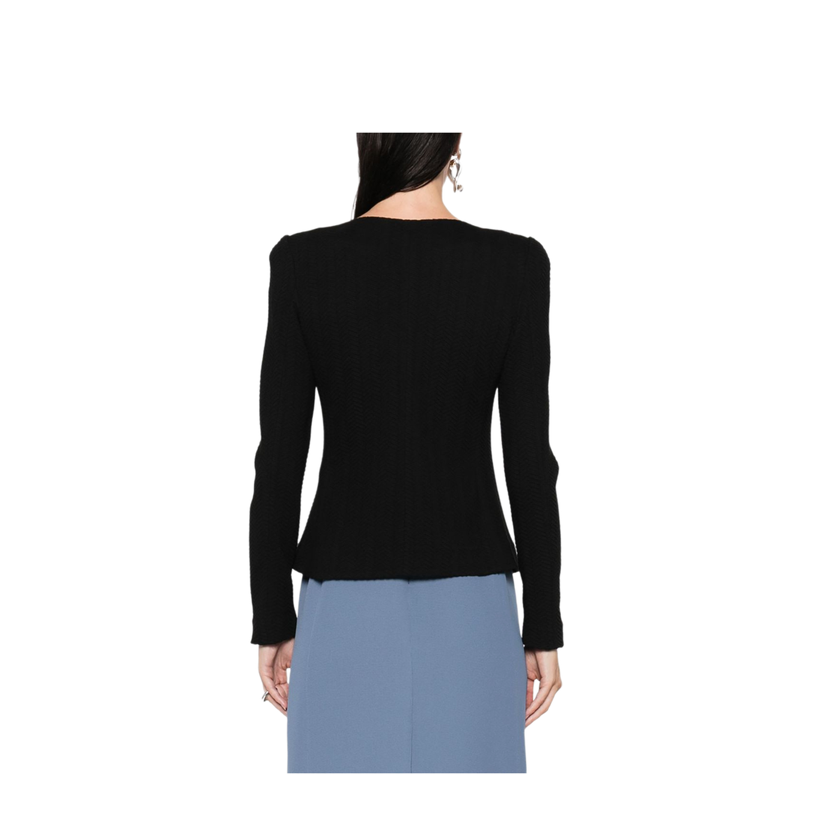 Chevron Motif Jersey Zip-Up Jacket - Image 5