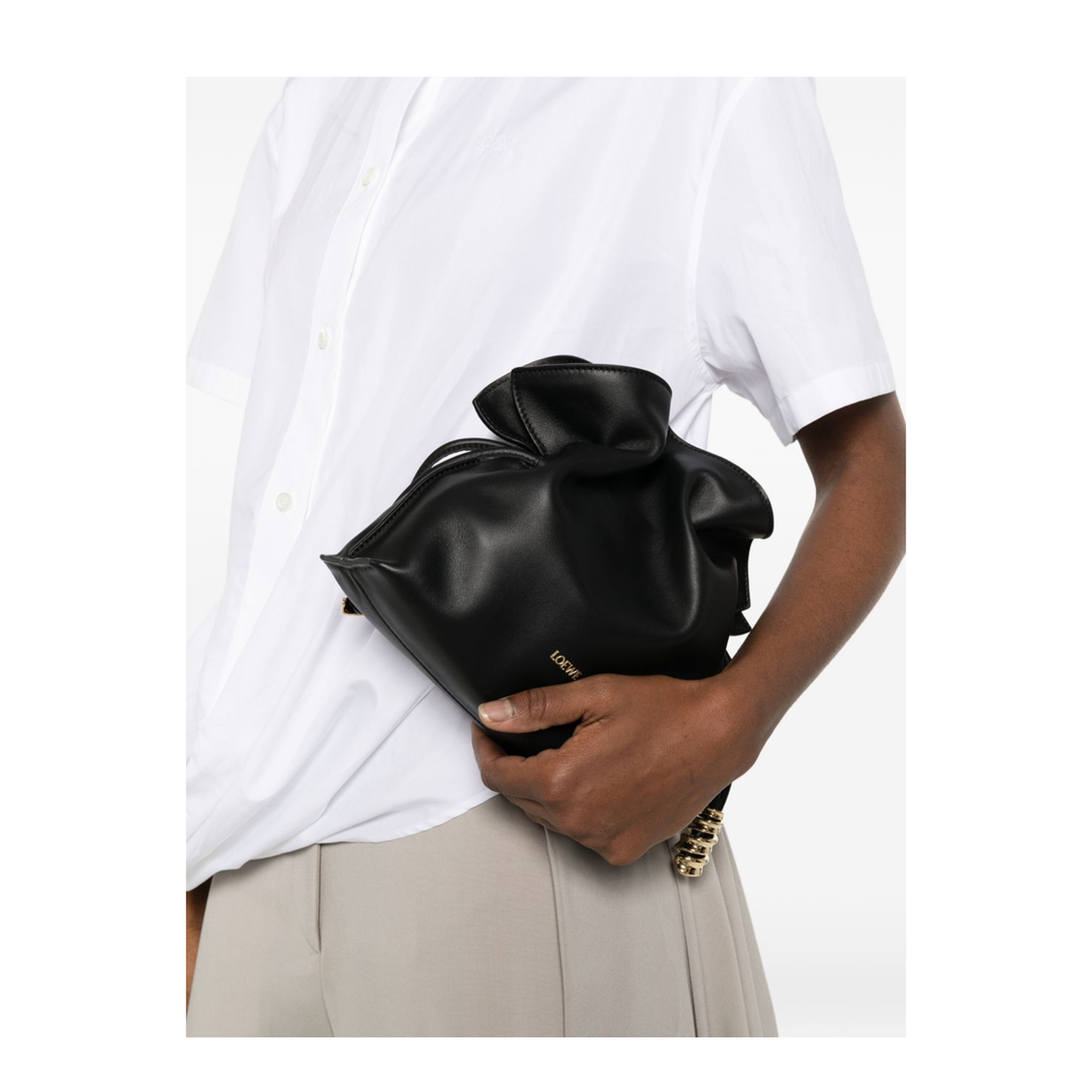 Flamenco Mini Nappa Calfskin Clutch - Black - Image 2