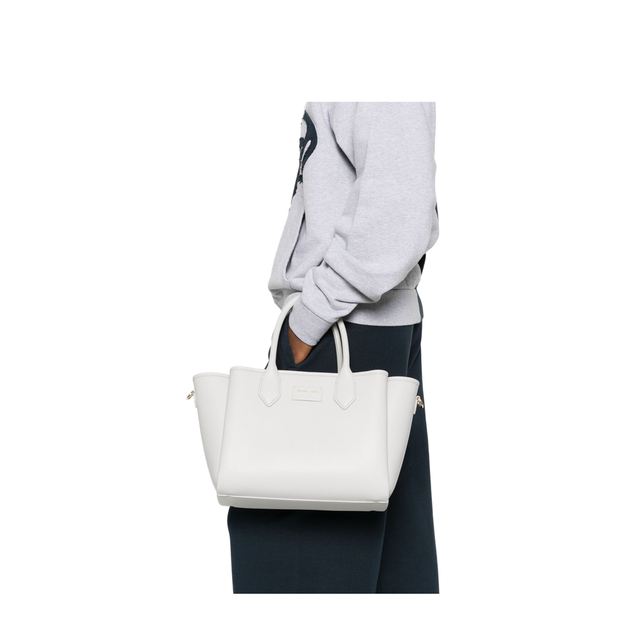 Medium Palmellato Finish Shopper Tote - Light Grey - Image 3