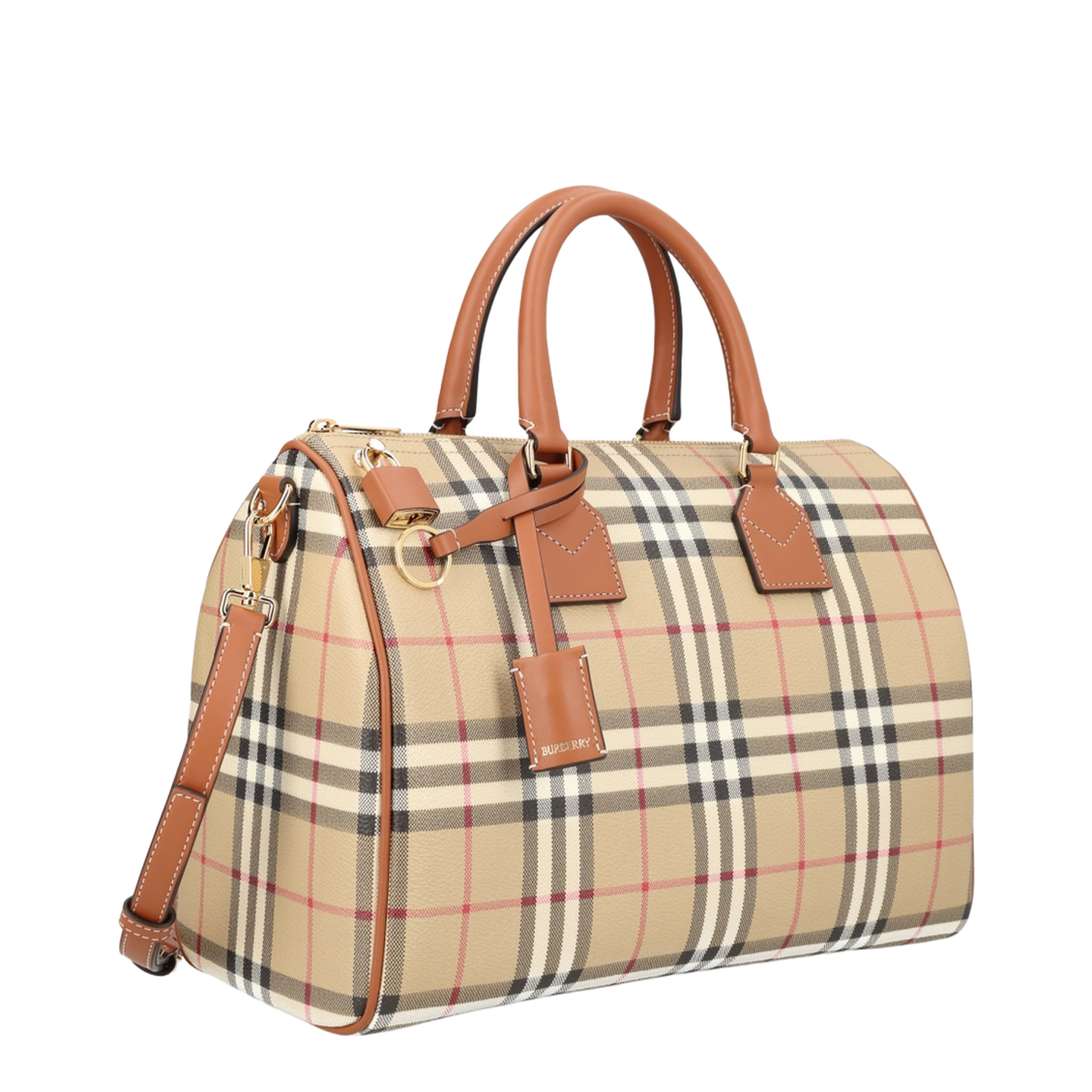 Check Medium Bowling Bag - Beige - Image 2