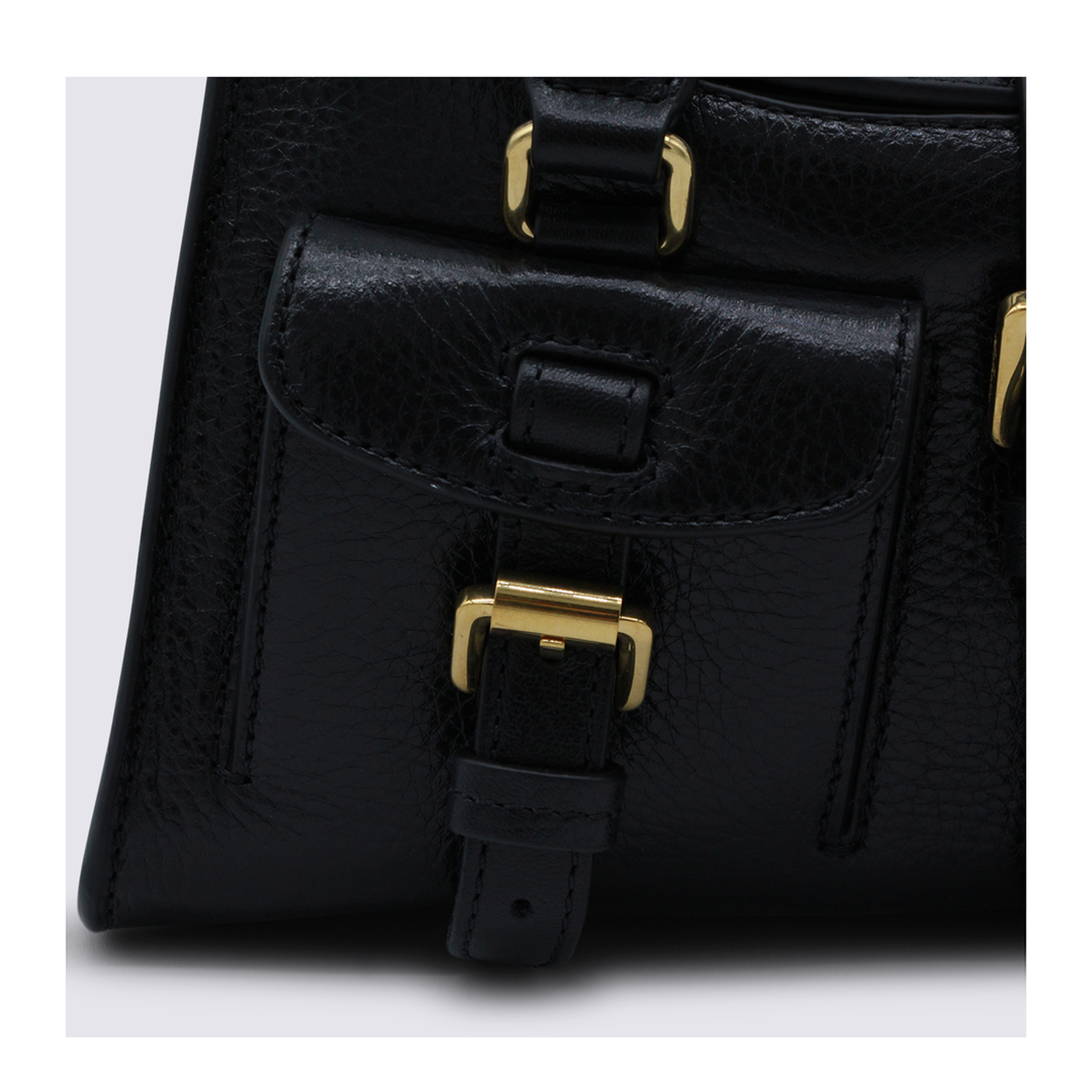 Mini Roxanne High Shine Leather Handbag - Black - Image 8
