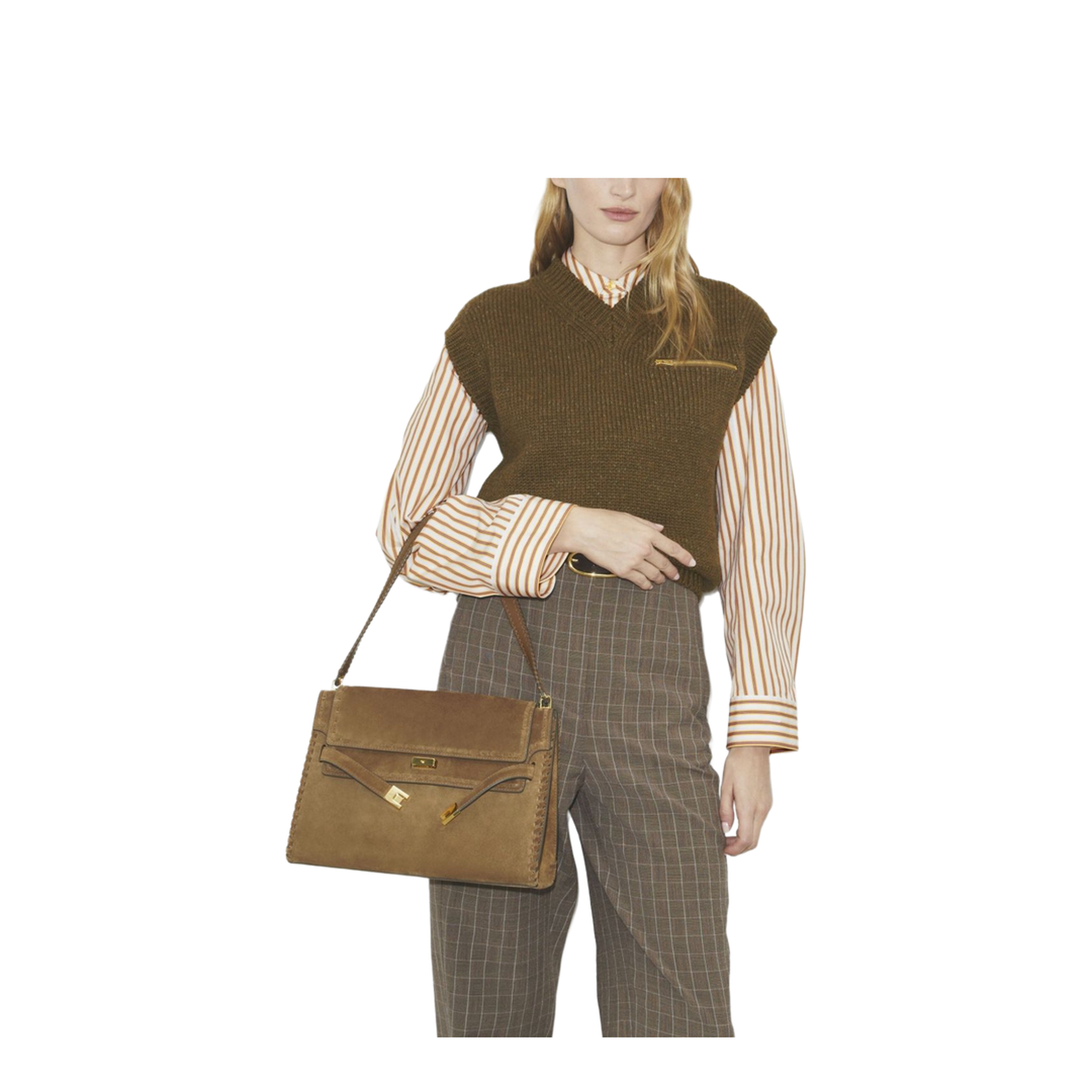 Lee Radziwill Large Suede Shoulder Bag - Wild Tabacco - Image 2