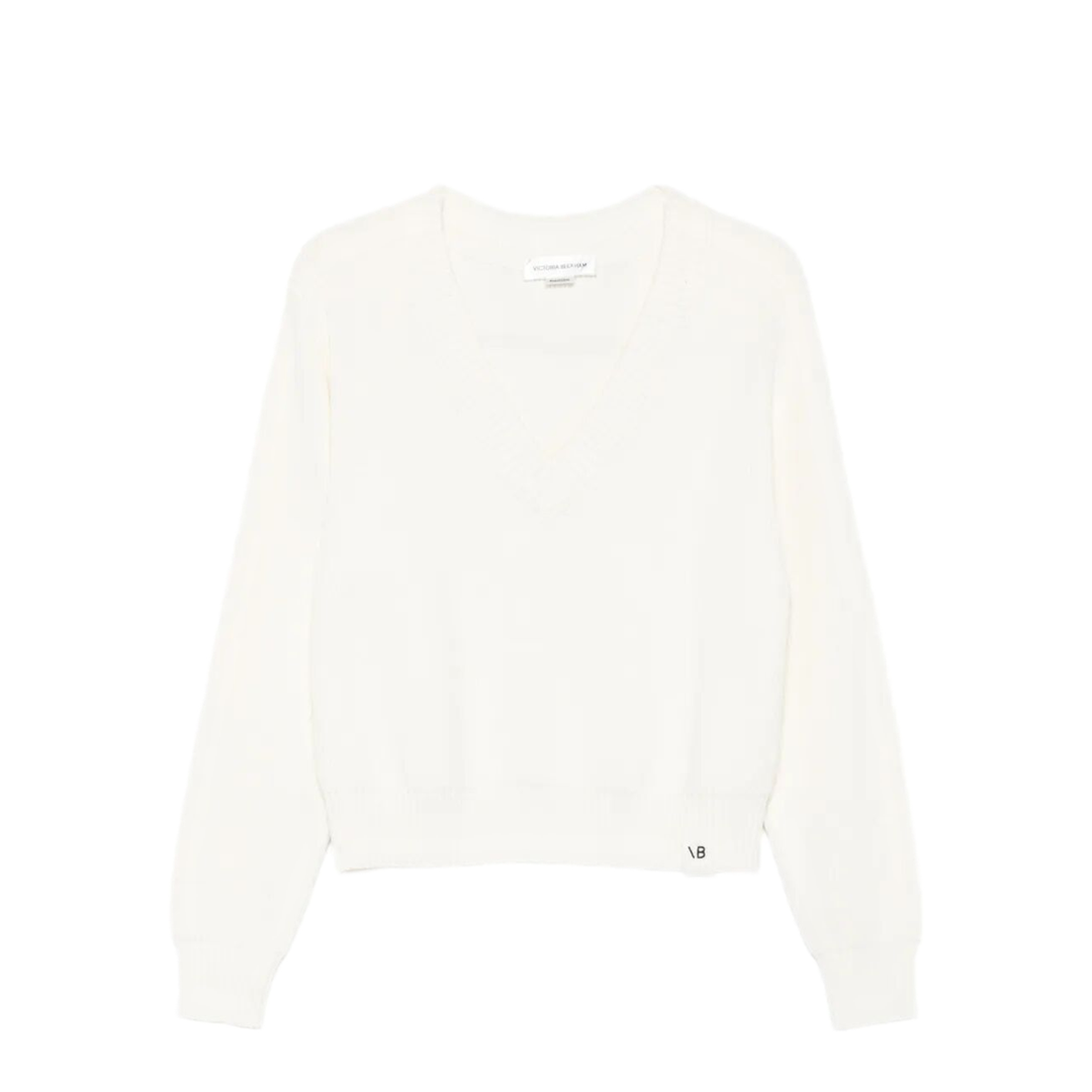 Relaxed Fit V-Neck Cotton Blend Sweater - Image 1