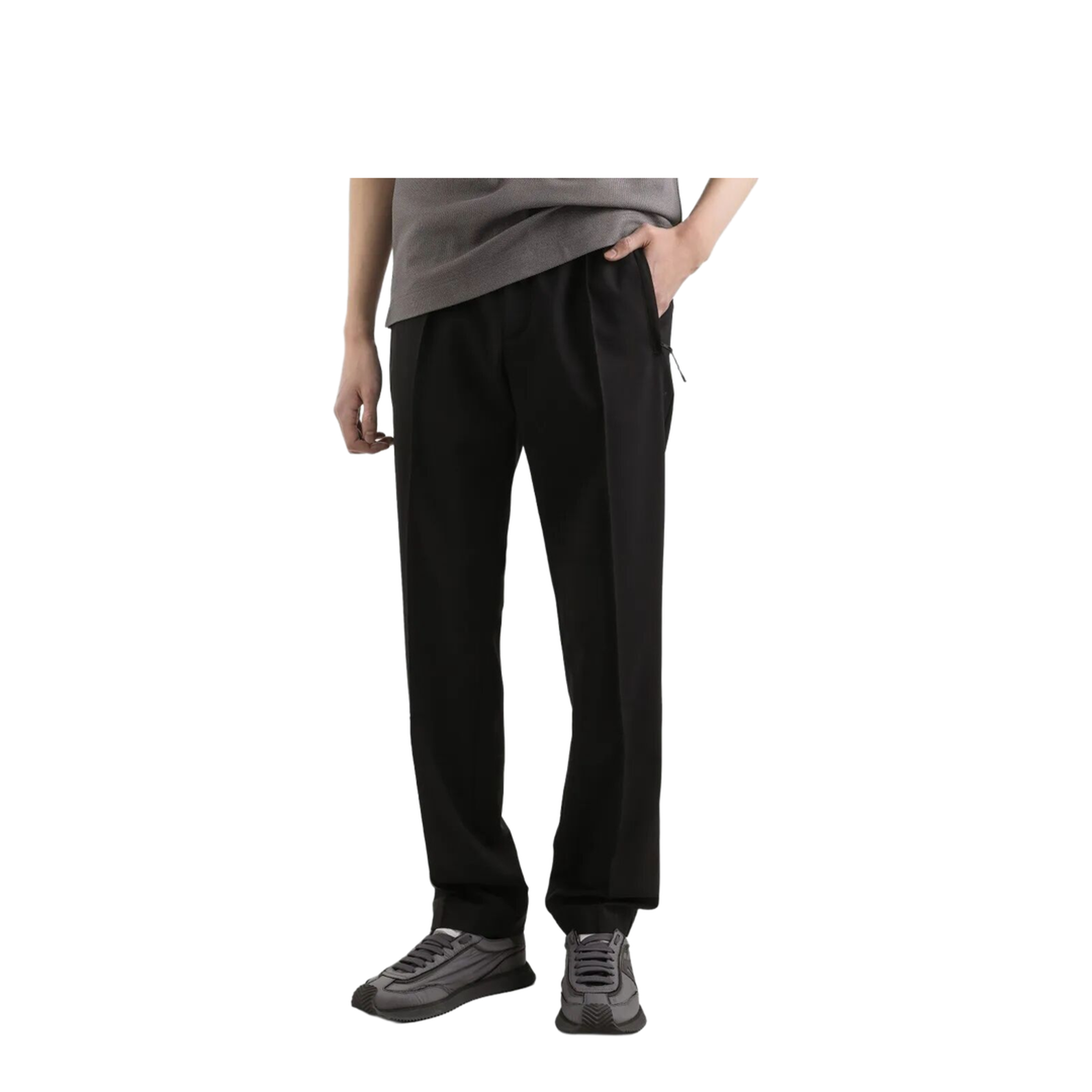 Drawstring-Waist Wool Blend Tapered Trousers - Image 4