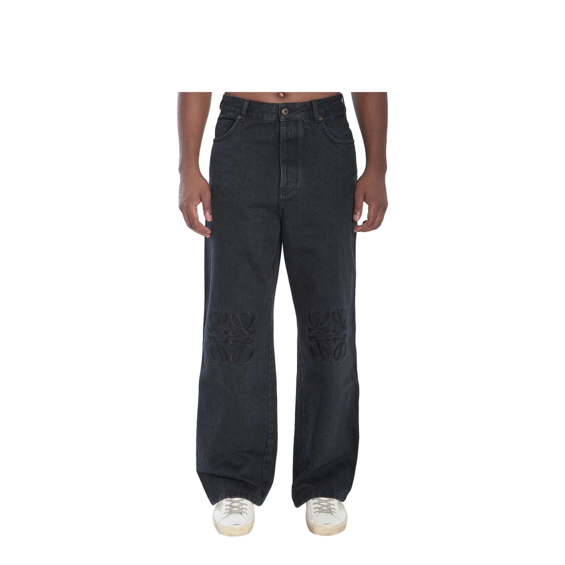 Anagram Baggy Jeans in Denim Black - Image 1
