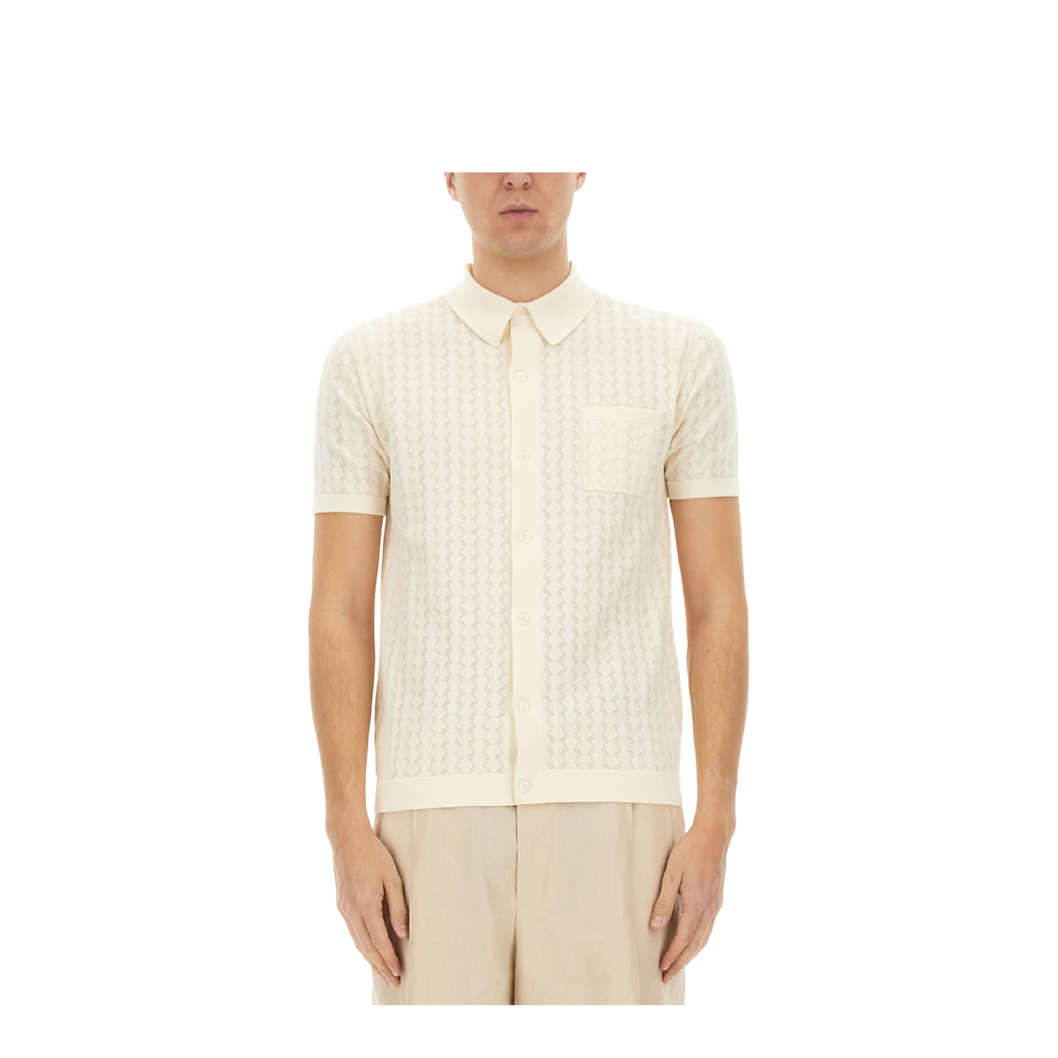 Perforated Cotton Knit Shirt - Image 1