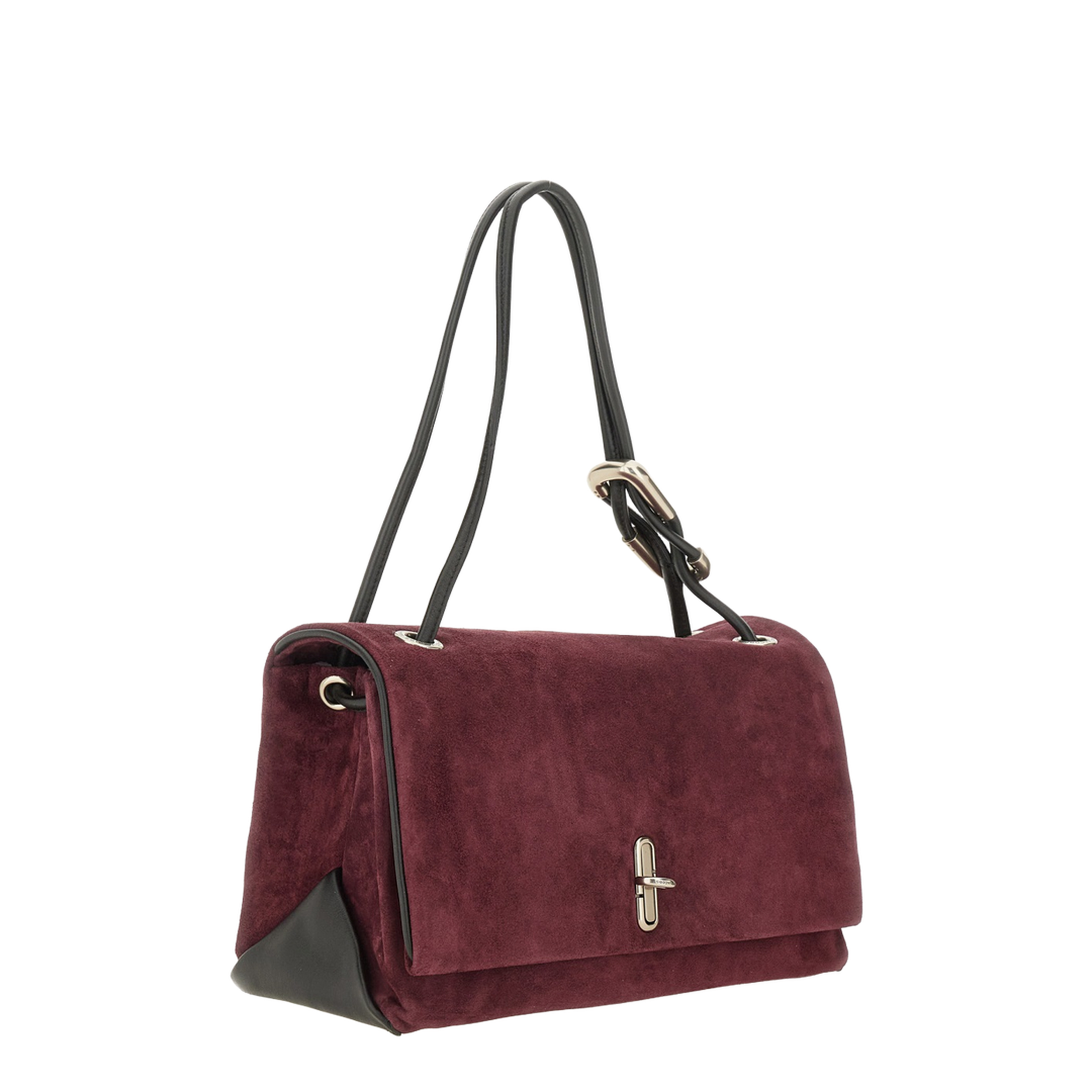 The Dual Large Calf Suede Shoulder Bag - Dark Plum - Image 2