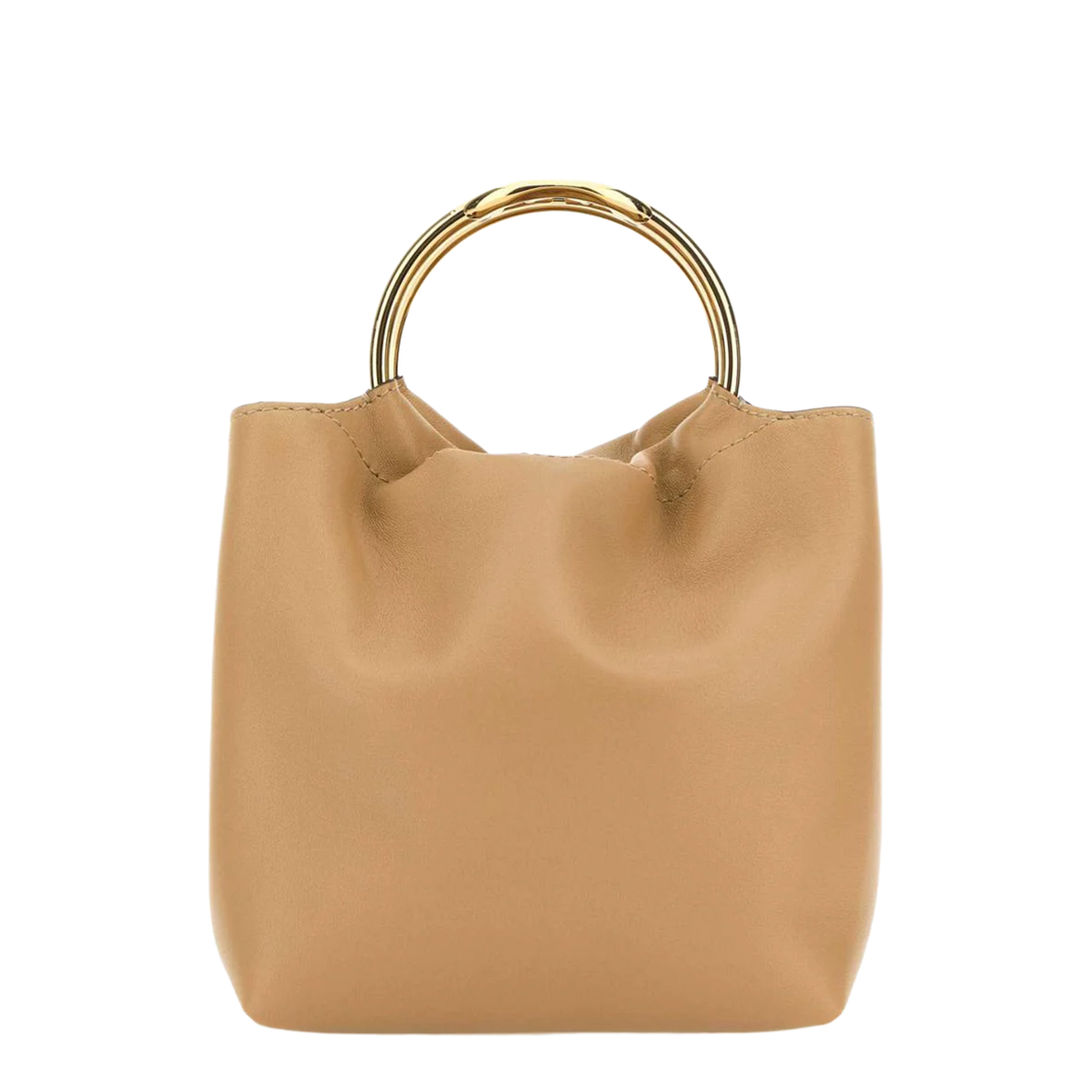 Beige leather bucket bag - Image 1