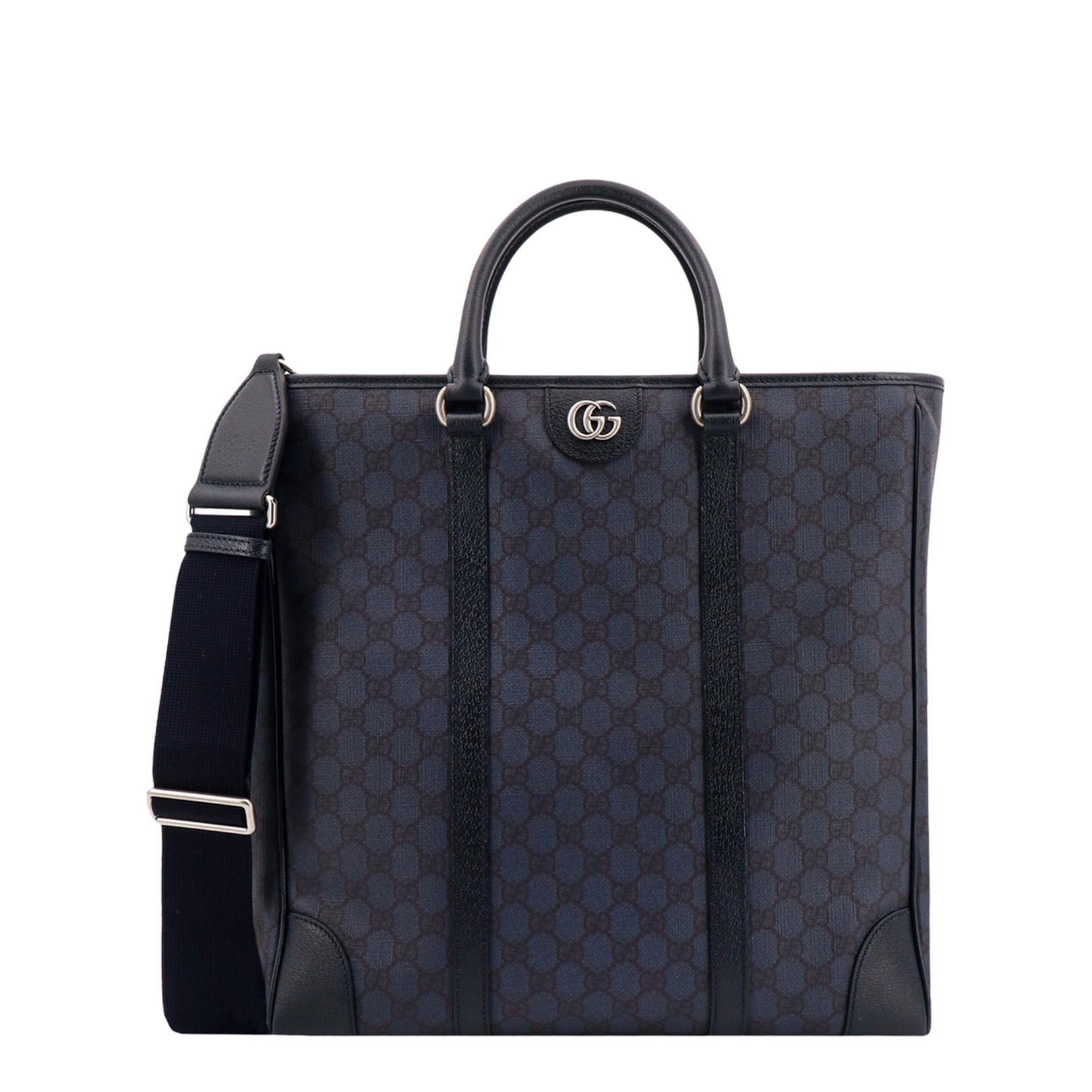 Ophidia Medium GG Supreme Canvas Shopping Bag - Navy Blue and Black - Image 1