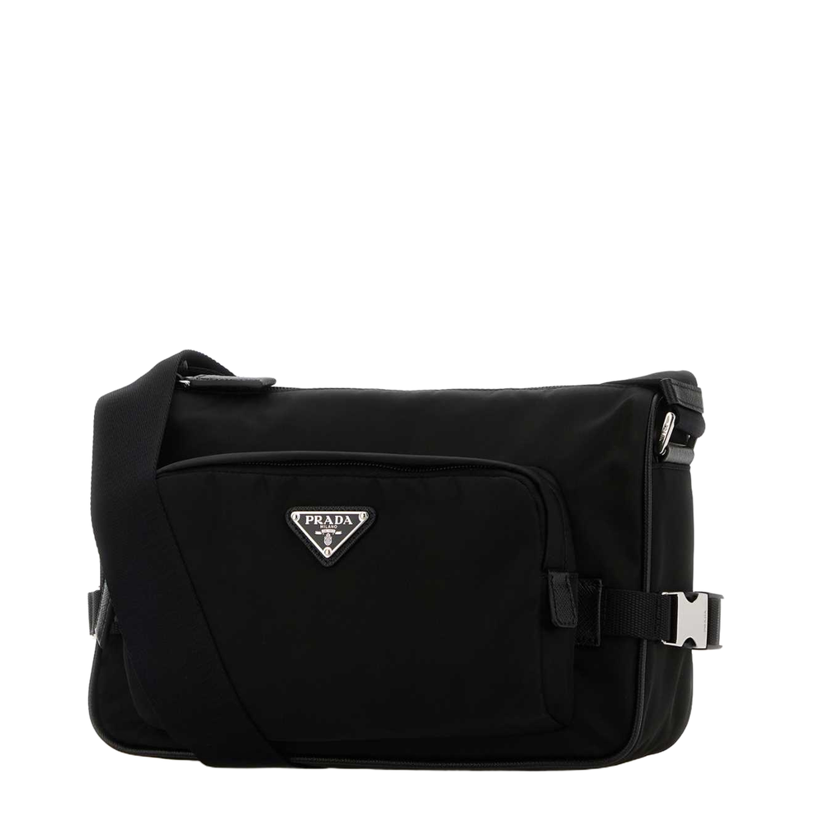 Black Medium Re-Nylon and Saffiano Leather Shoulder Bag - Image 2
