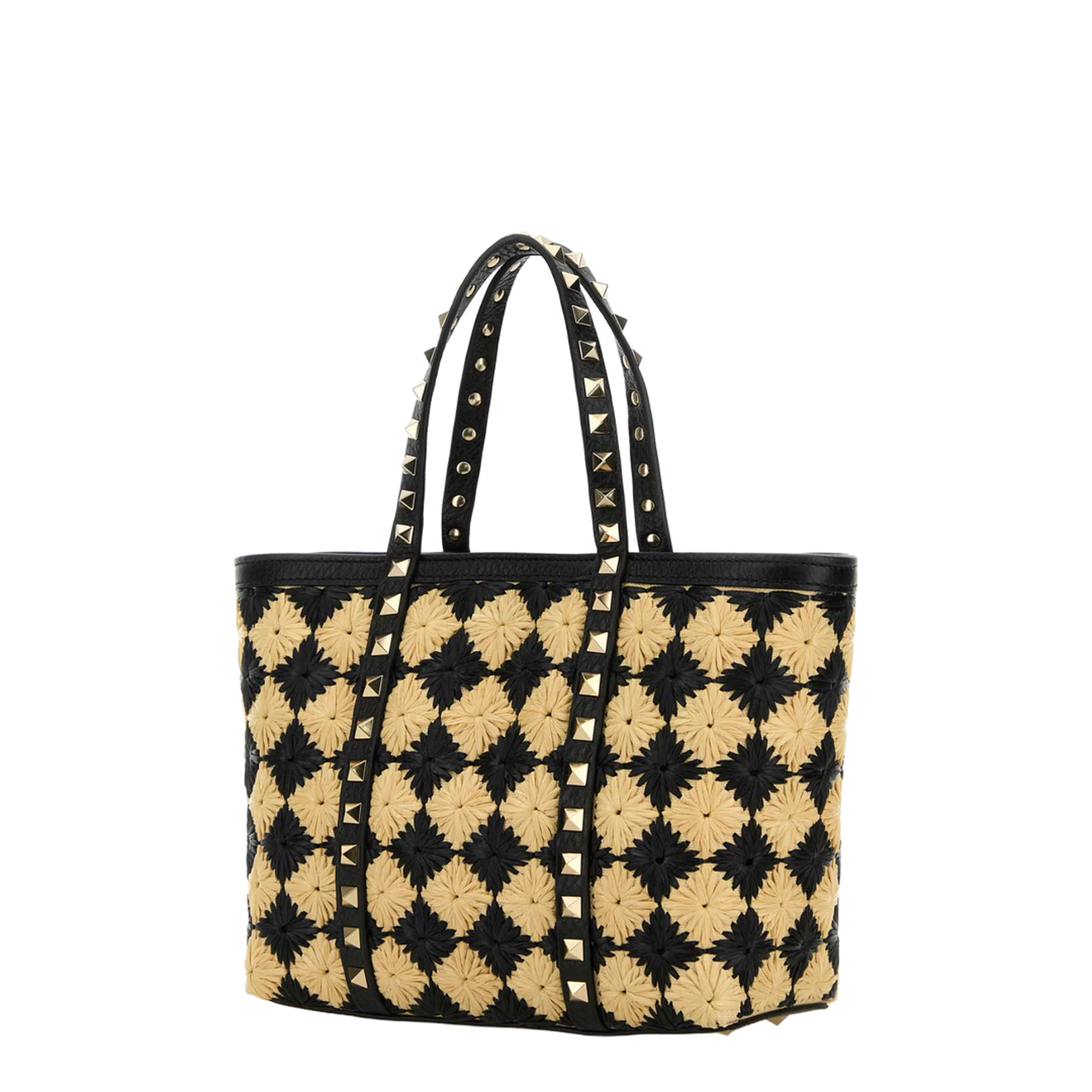 Embroidered Raffia Mini Rockstud Handbag - Image 2