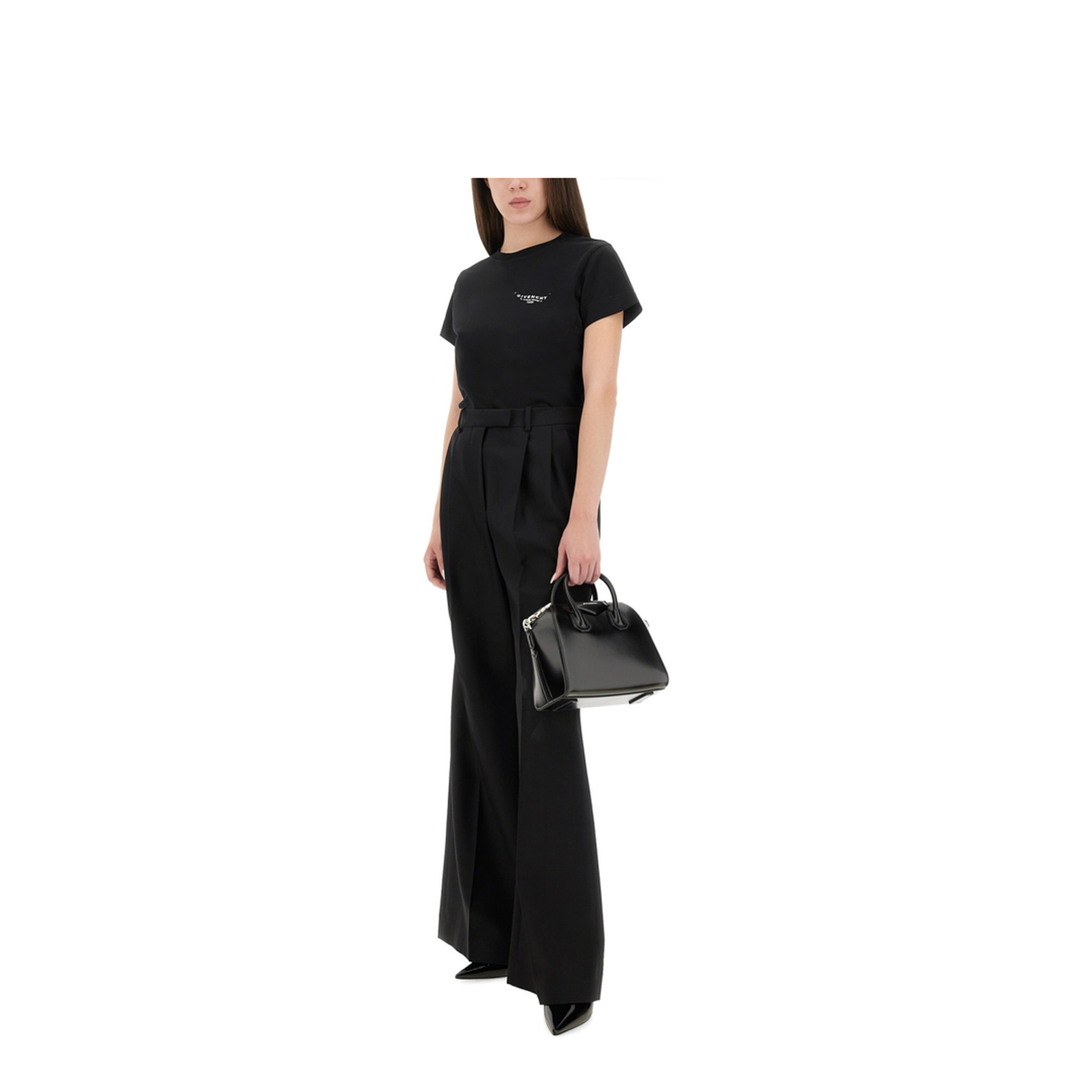 Black Cotton T-Shirt with Logo - Image 2