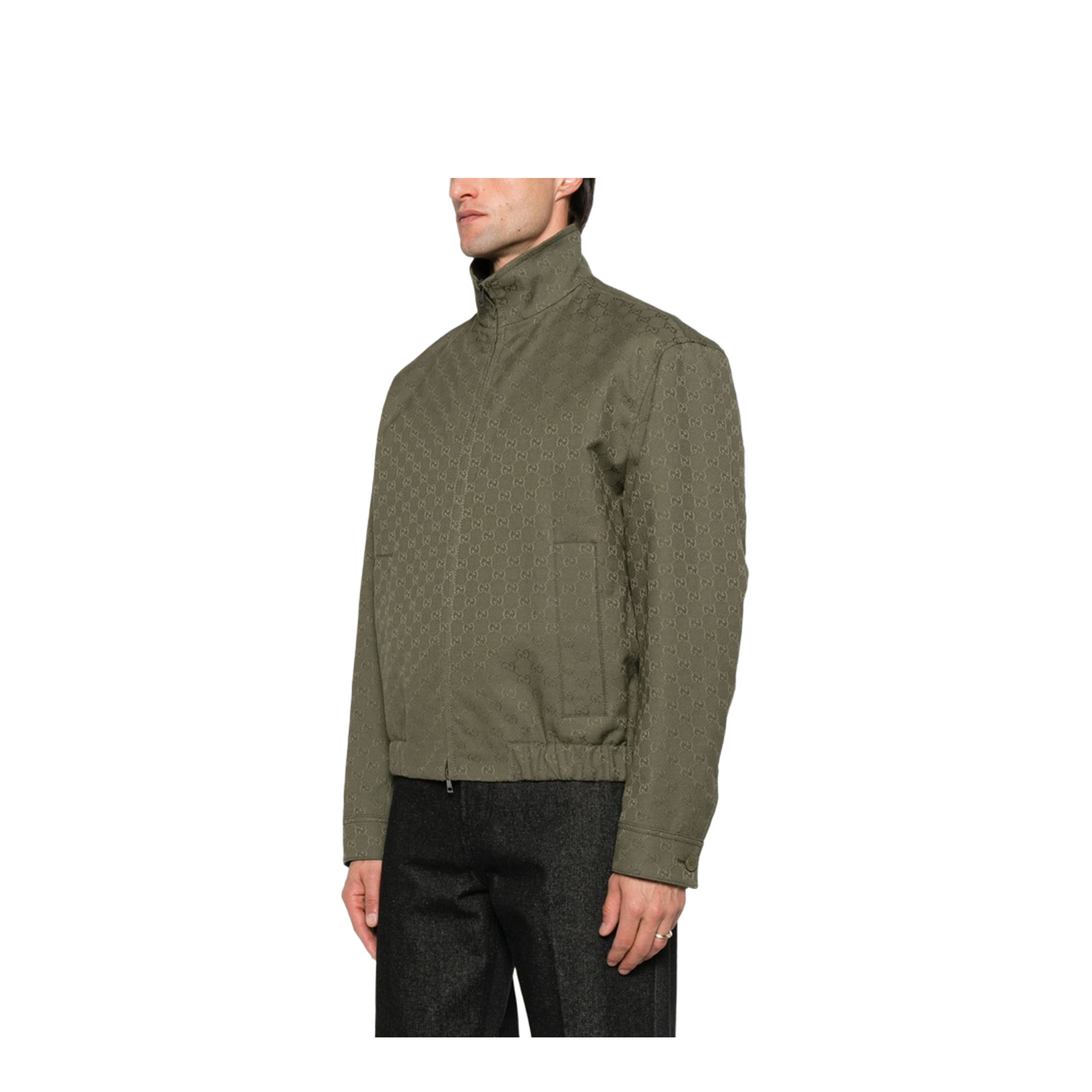 Canvas Bomber Jacket in Forest Green - Image 4