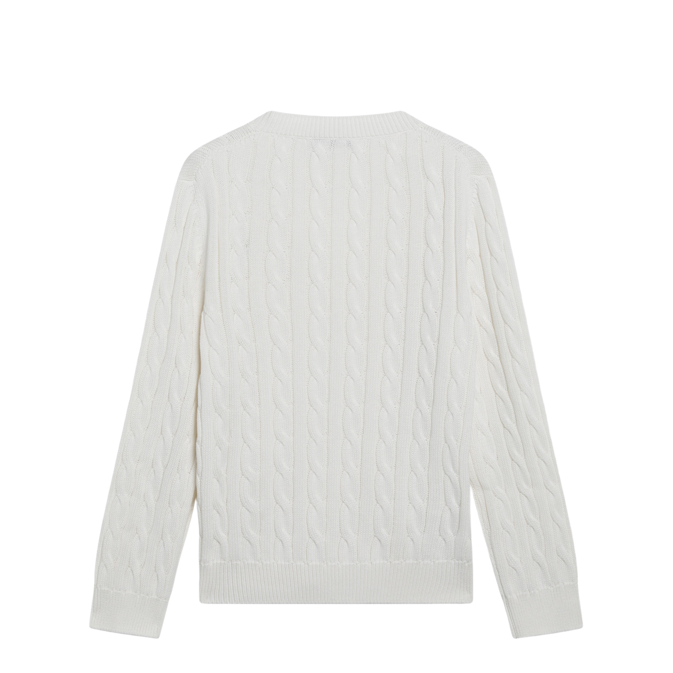 White Cable-Knit V-Neck Jumper - Image 2