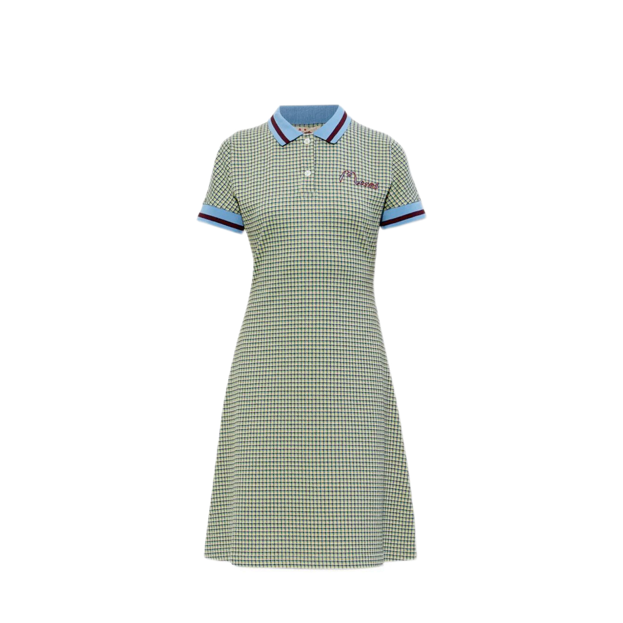 Polo-Collar Check Mini Dress - Image 1