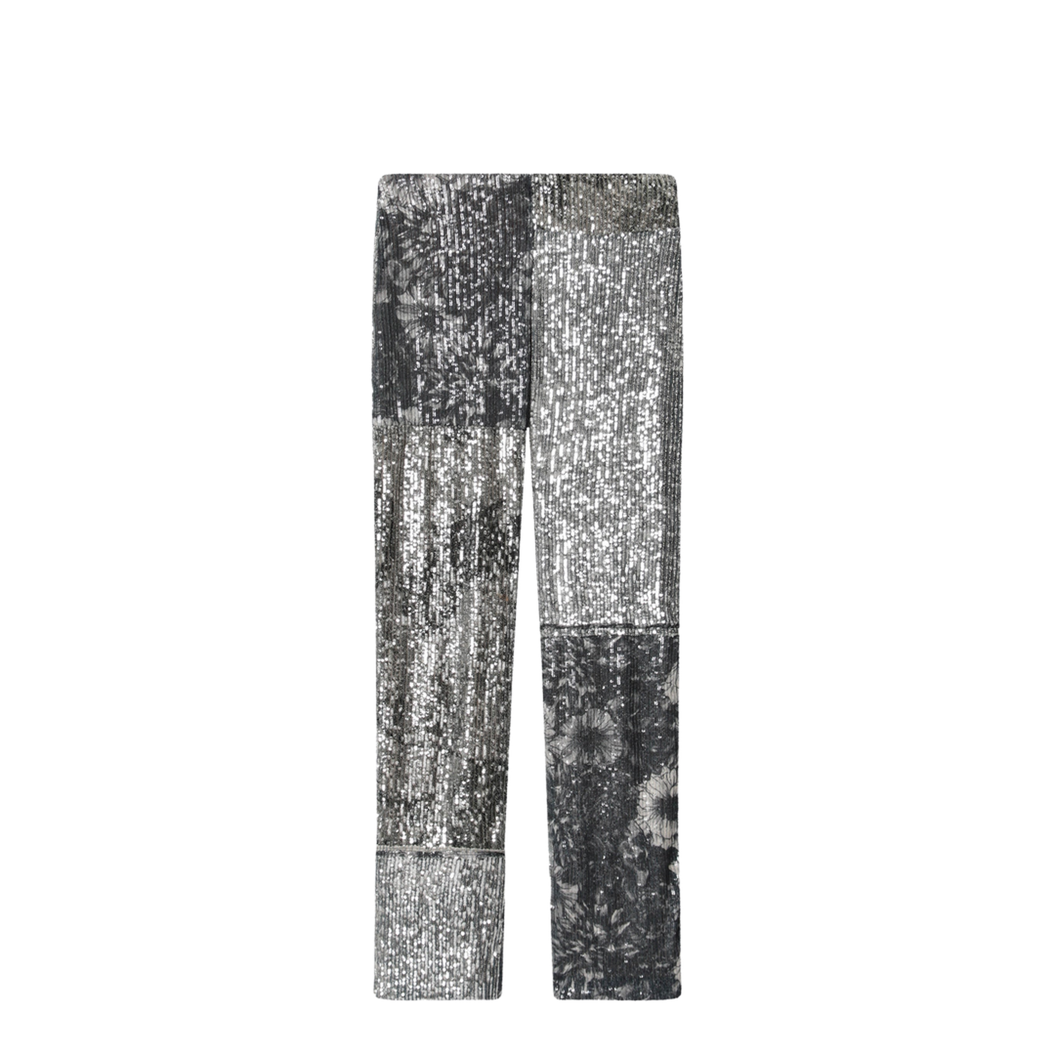 Patchwork Trousers With Floral Sequins Multicolor - Image 1