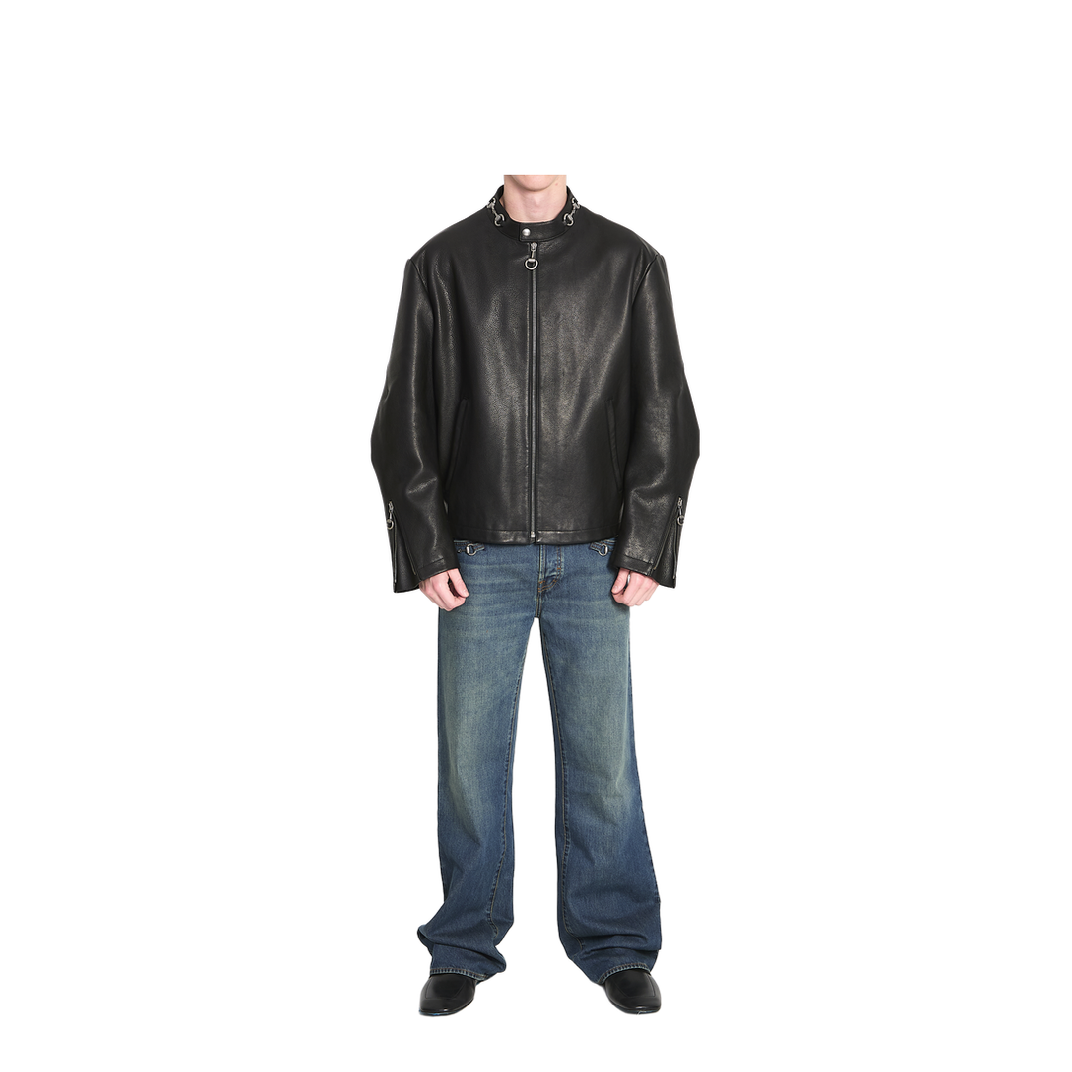 Leather Jacket with Horsebit in Black - Image 5