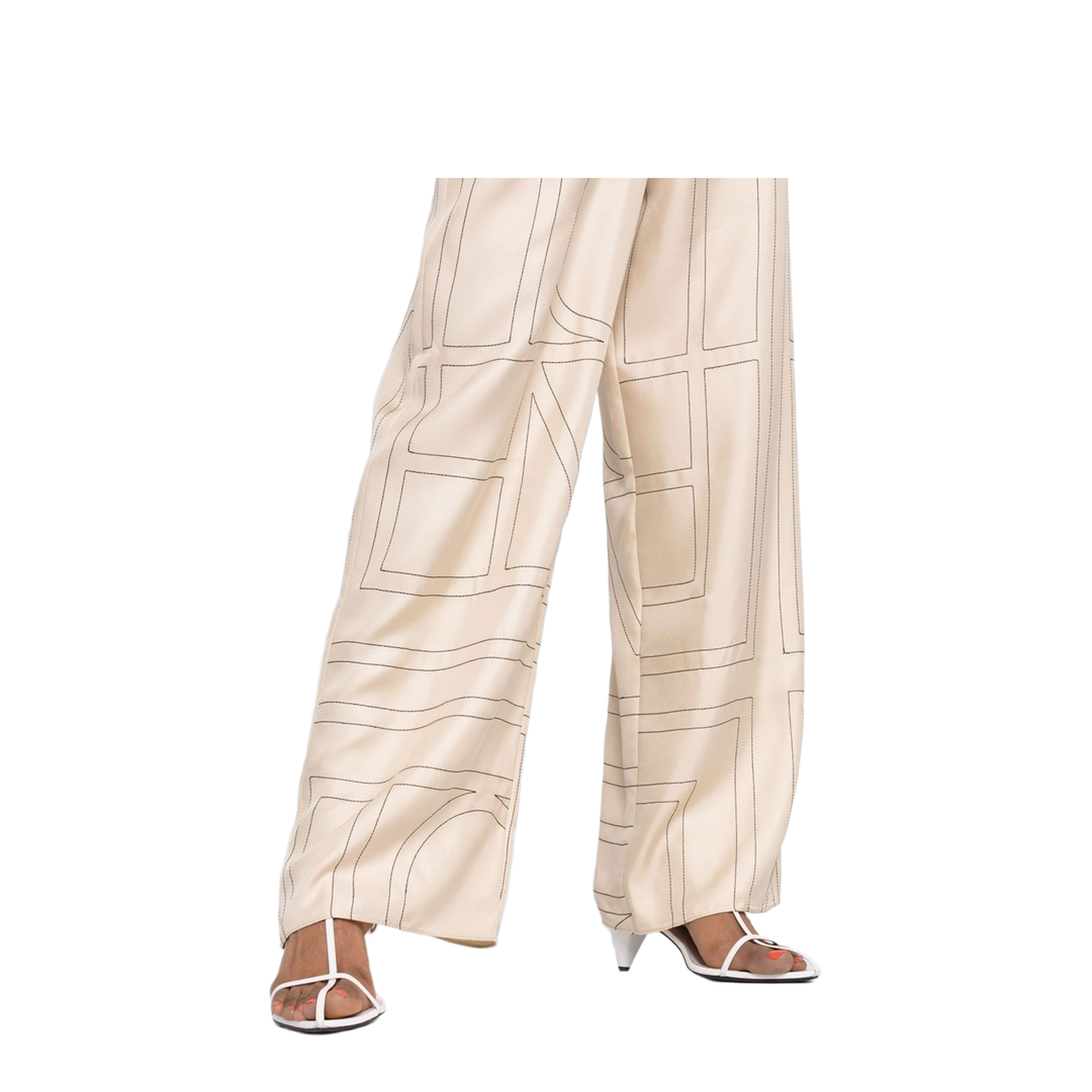 White Pants with All-Over Monogram in Silk - Image 2