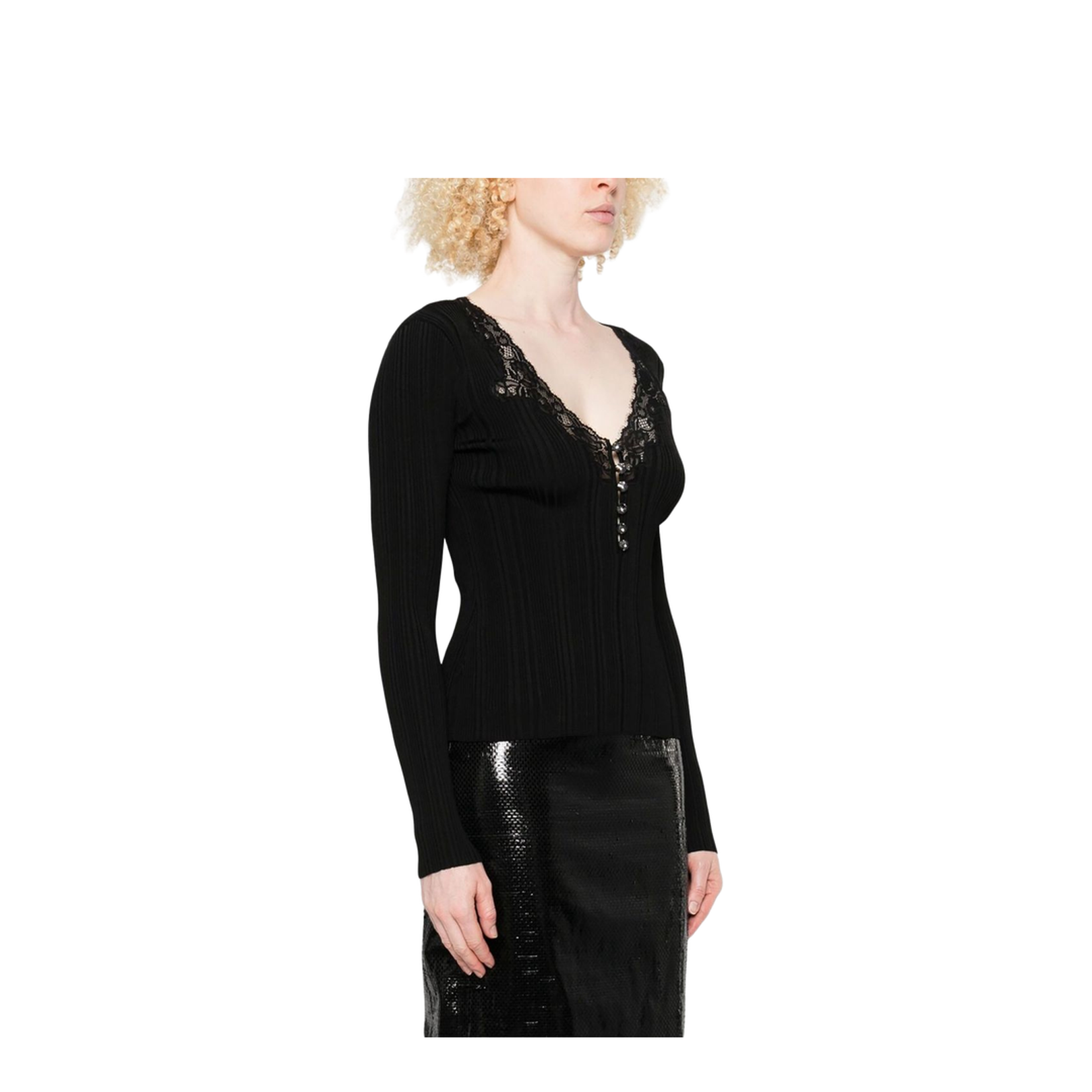 V-Neck Sweater In Black - Image 5