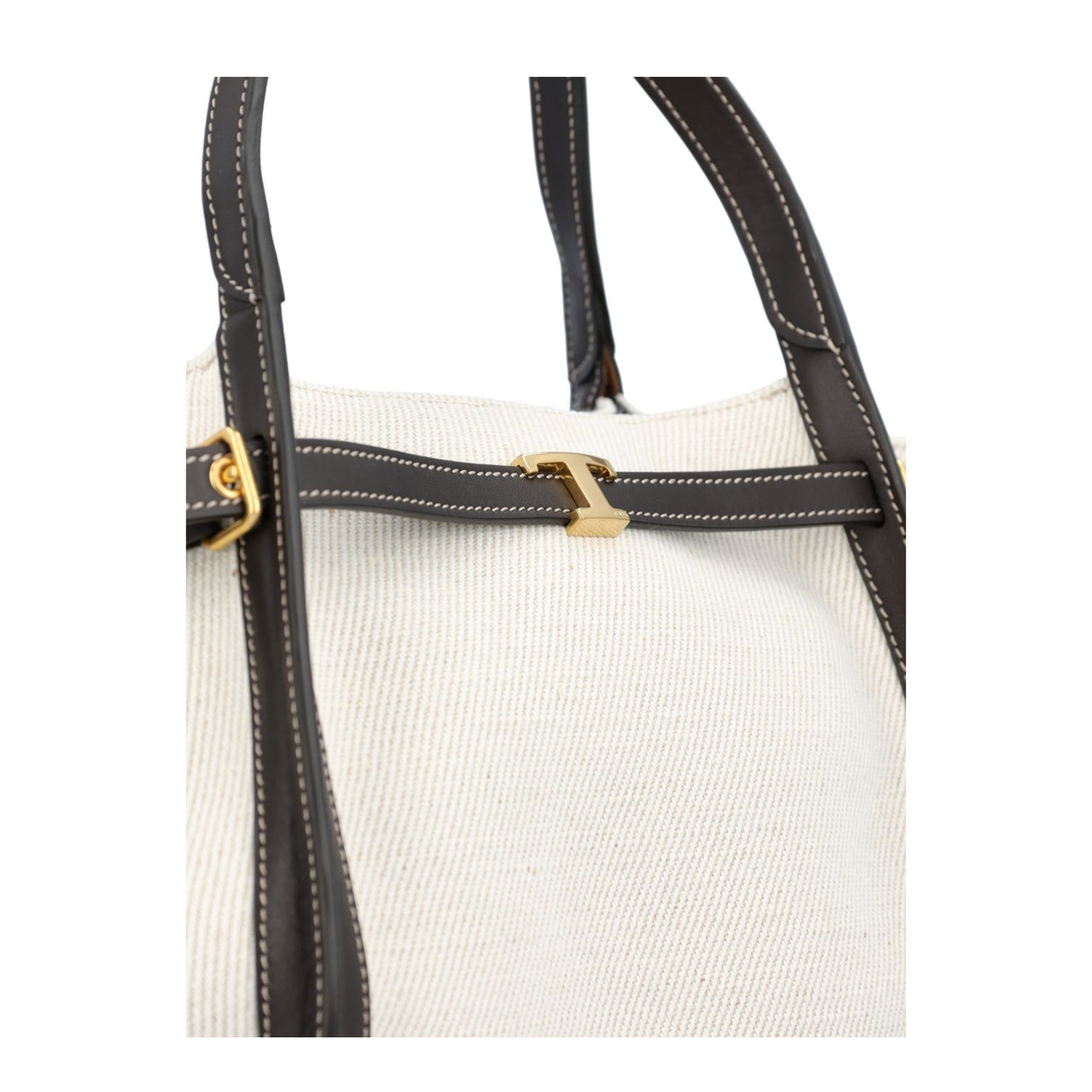 Shopping Bag Small Leather Tote - Beige - Image 4