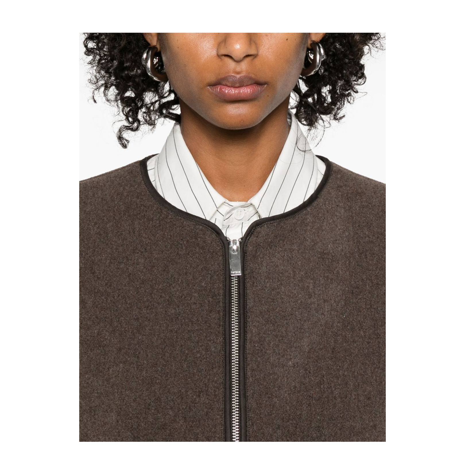 Wool Zipped Jacket Brown - Image 4