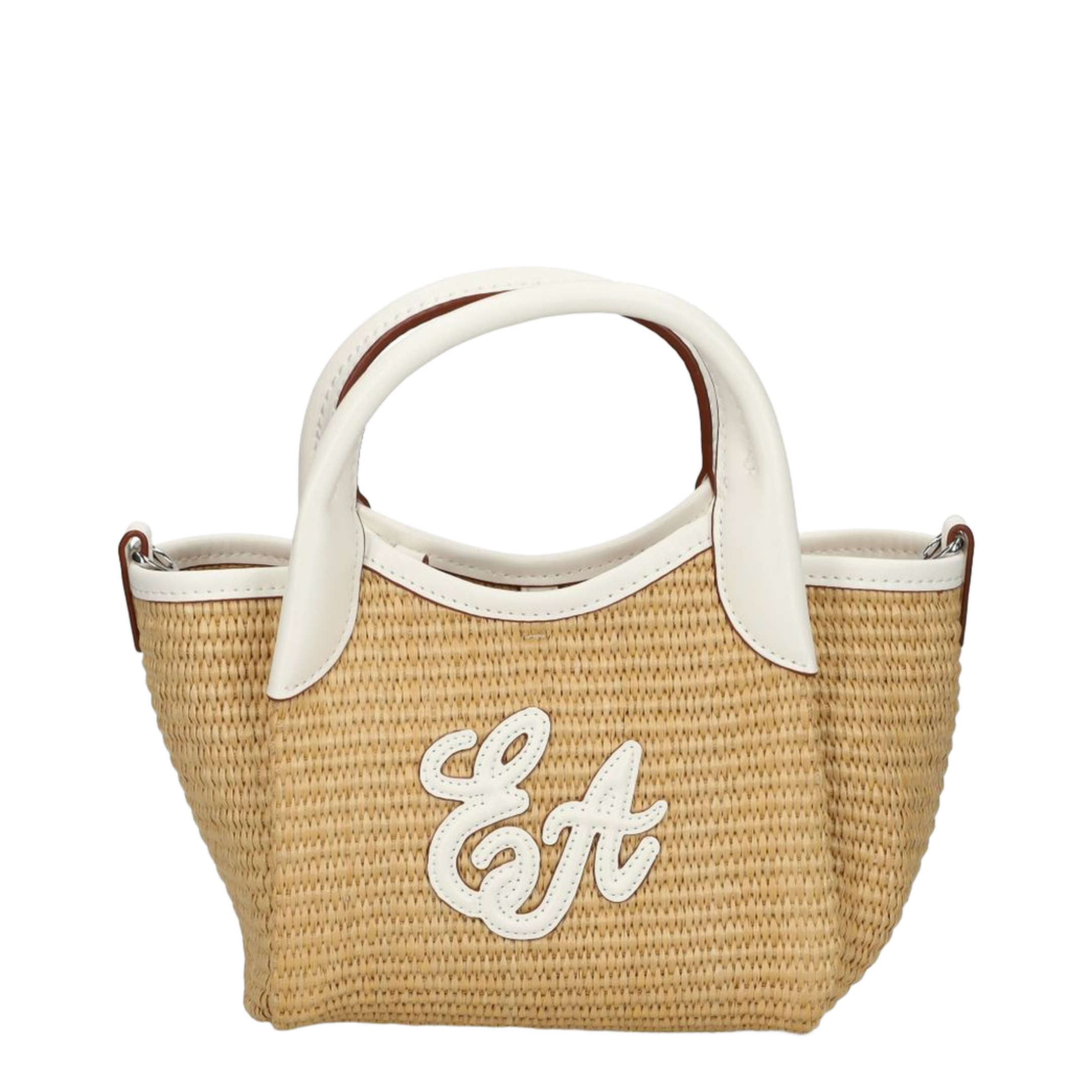 Durini 24 S Woven Straw Crossbody Bag - Naturale/Bianco - Image 1