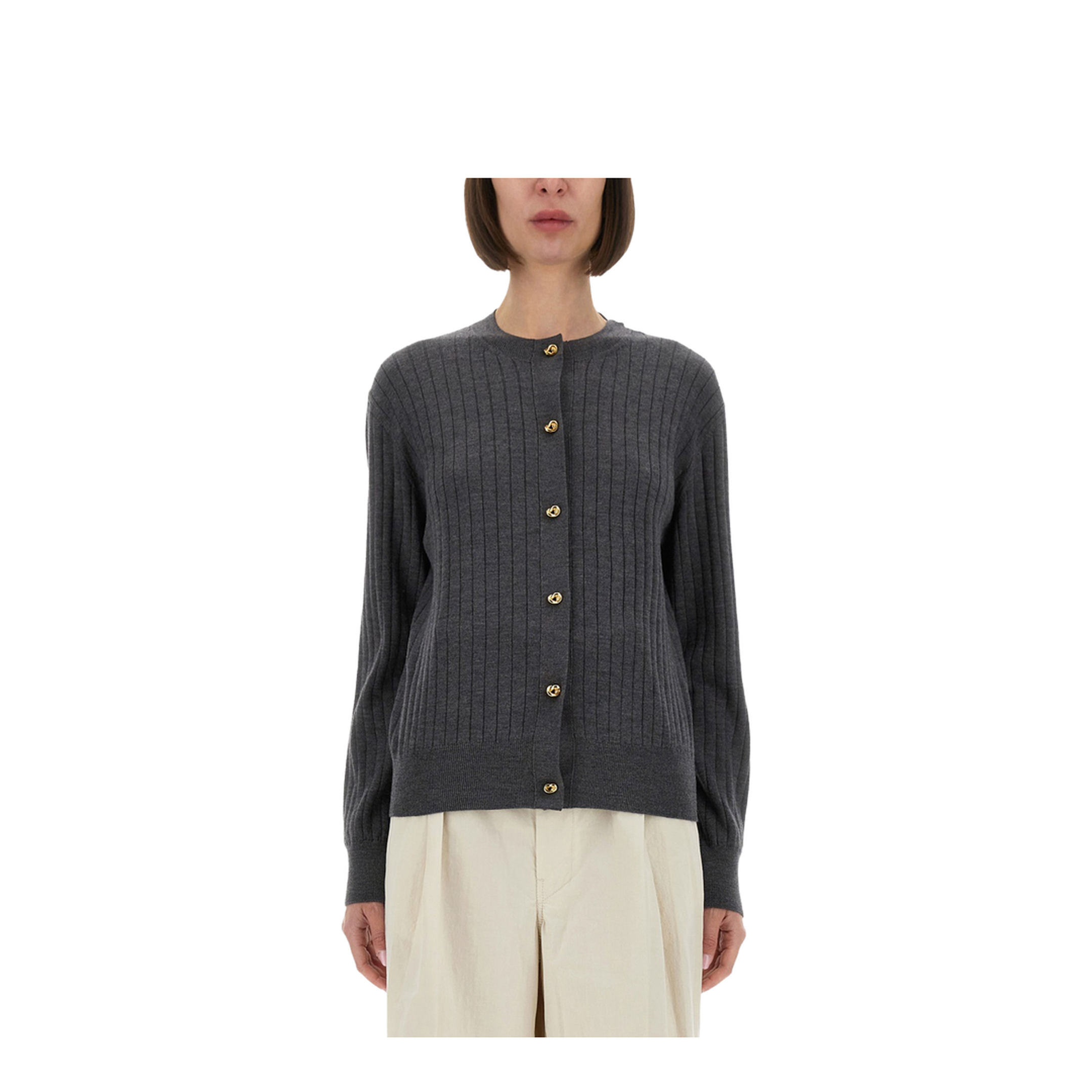 Wool Rib Cardigan in Anthracite - Image 1
