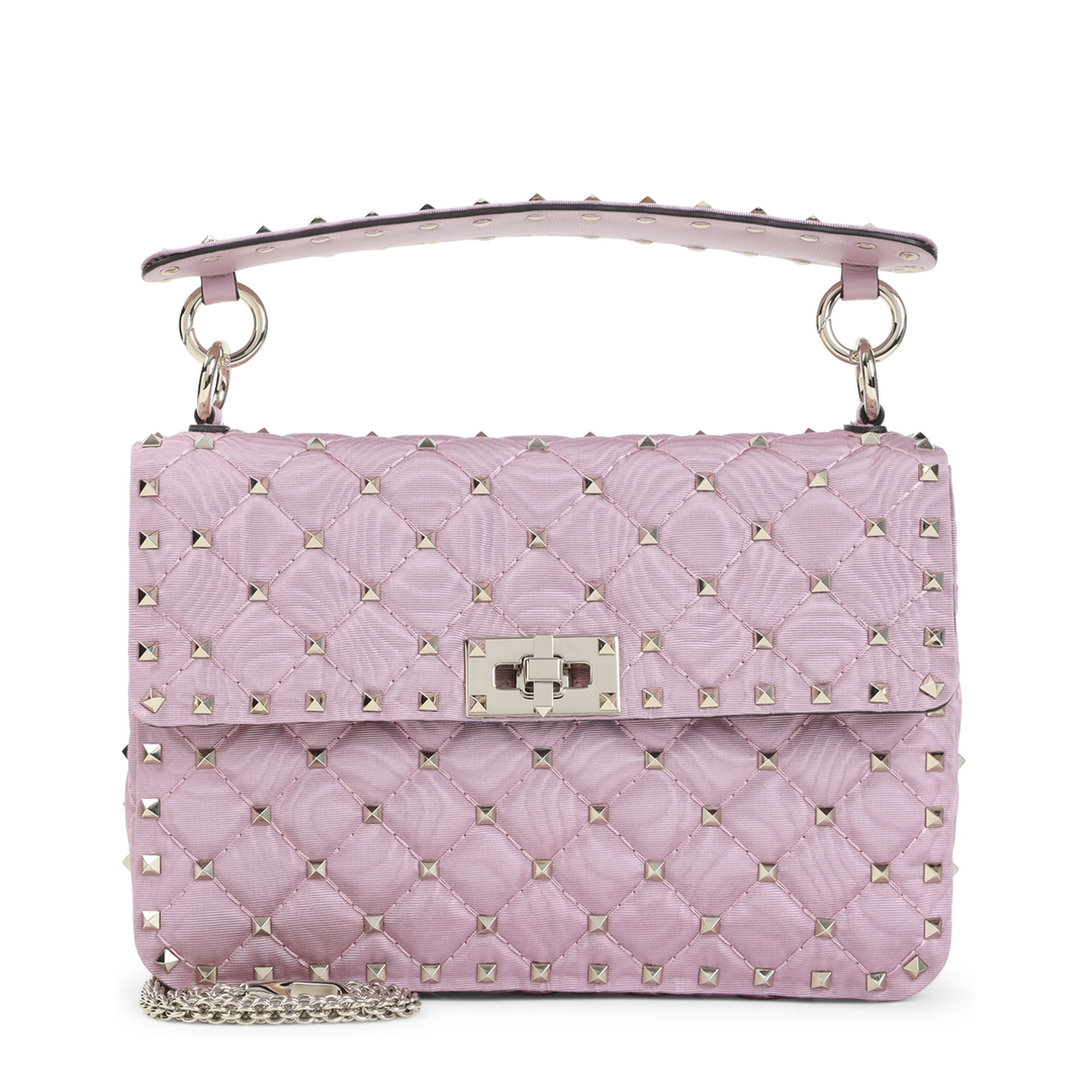 Pink Fabric Rockstud Handbag - Image 1