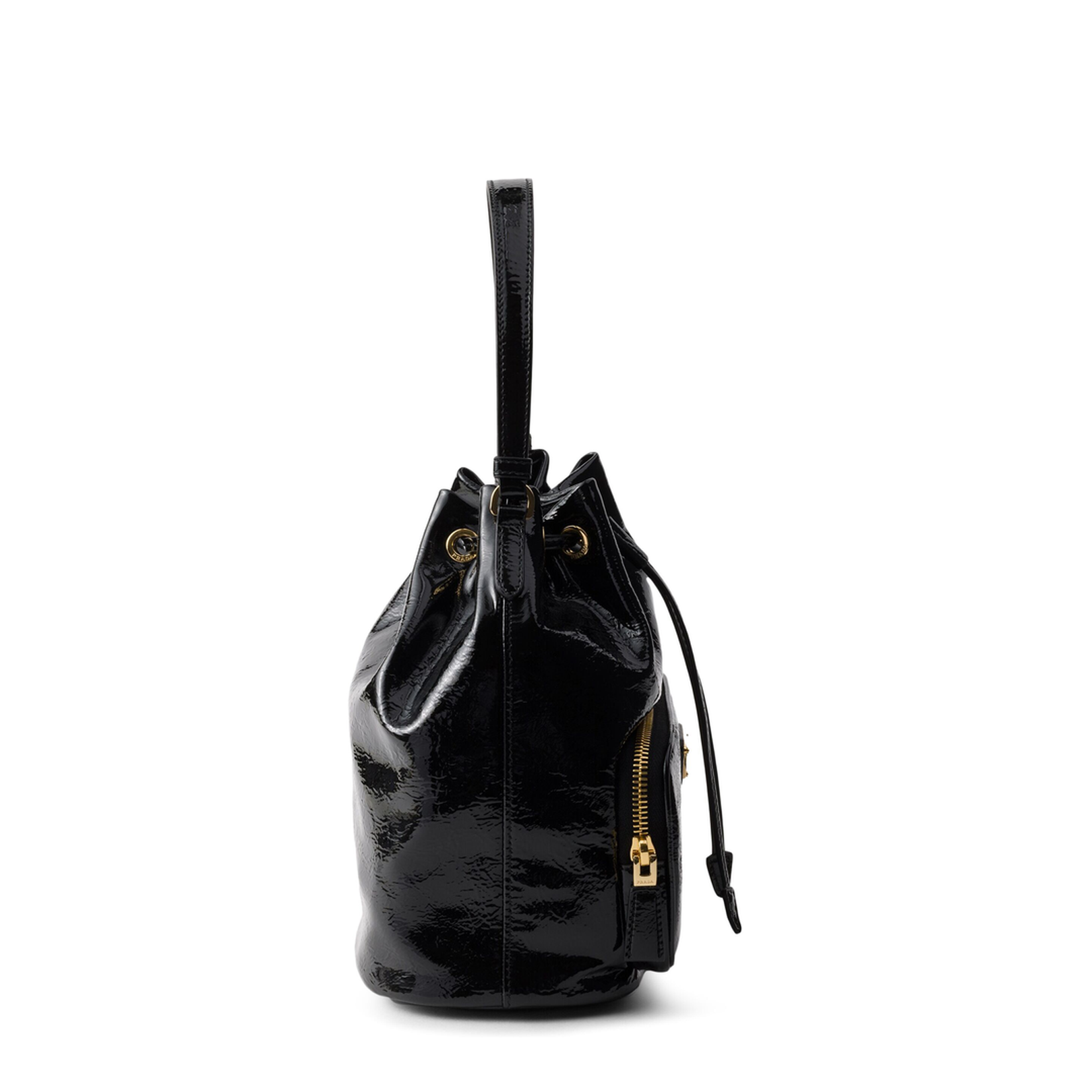 Duet Medium Naplak Patent Leather Bucket Bag - Nero - Image 4