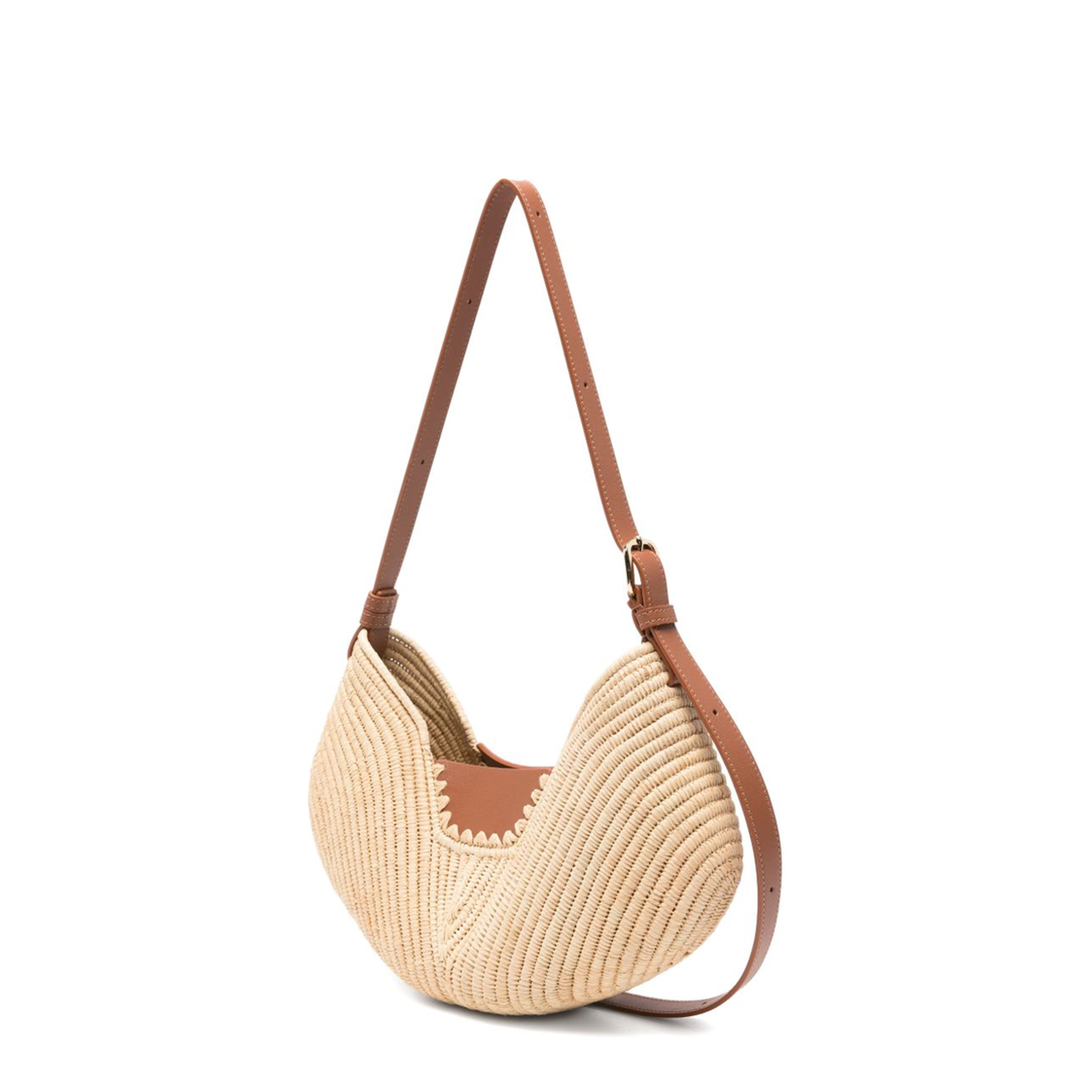 Swing Medium Raffia Calfskin Shoulder Bag - Natural/Tan - Image 3