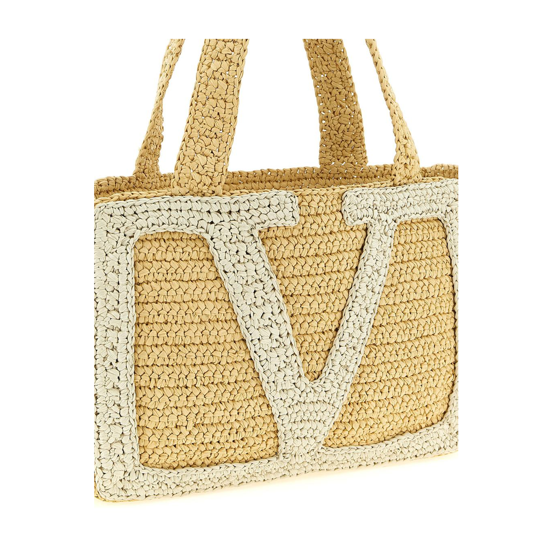 Viva Superstar Medium Crochet Raffia Shopping Bag - Natural/Butter - Image 3