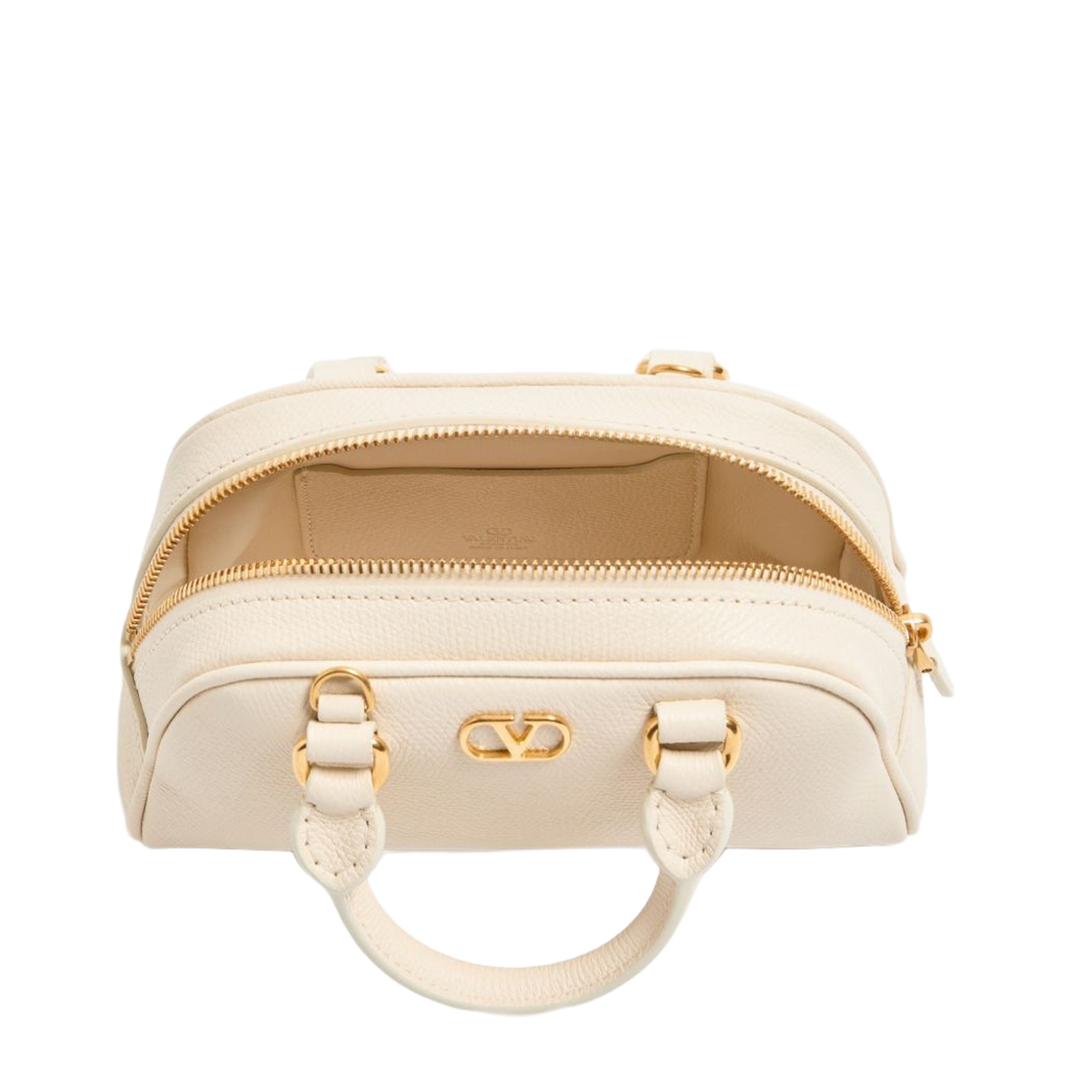 VLogo Signature Mini Grainy Calfskin Bowling Bag - Light Ivory - Image 6