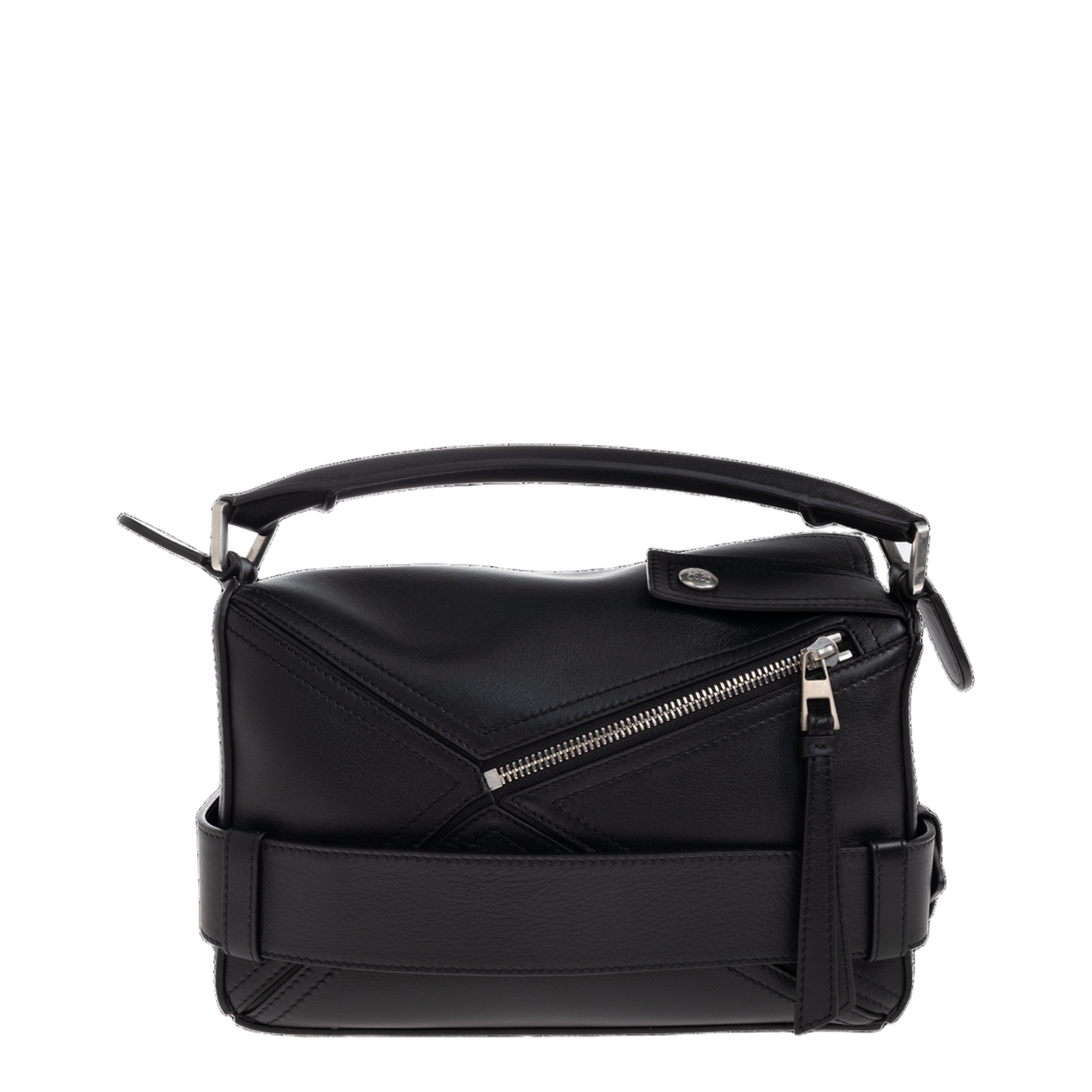Puzzle Biker Small Leather Shoulder Bags - Black - Image 3