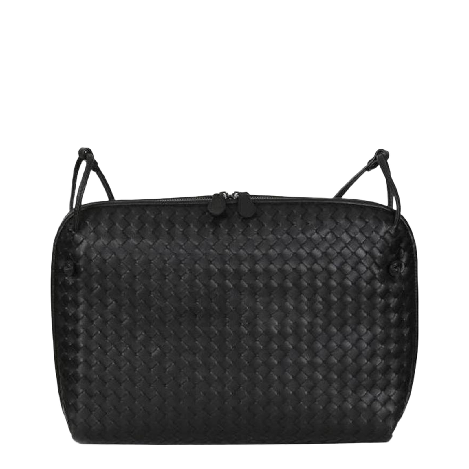 Intrecciato Slim Leather Crossbody Bags - Black - Image 1