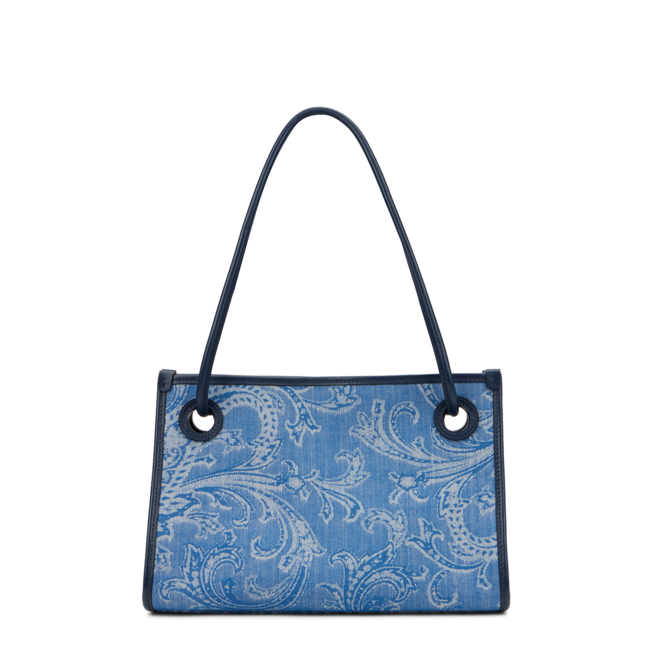 Small Eyes Jacquard Denim Tote - Blue - Image 3