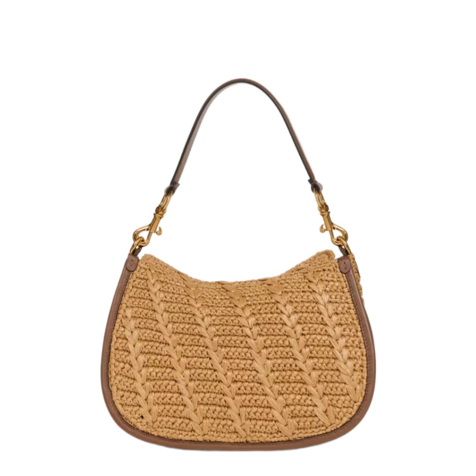 Medium Pony Shoulder Bag Crocheted Raffia Light Brown - Image 3