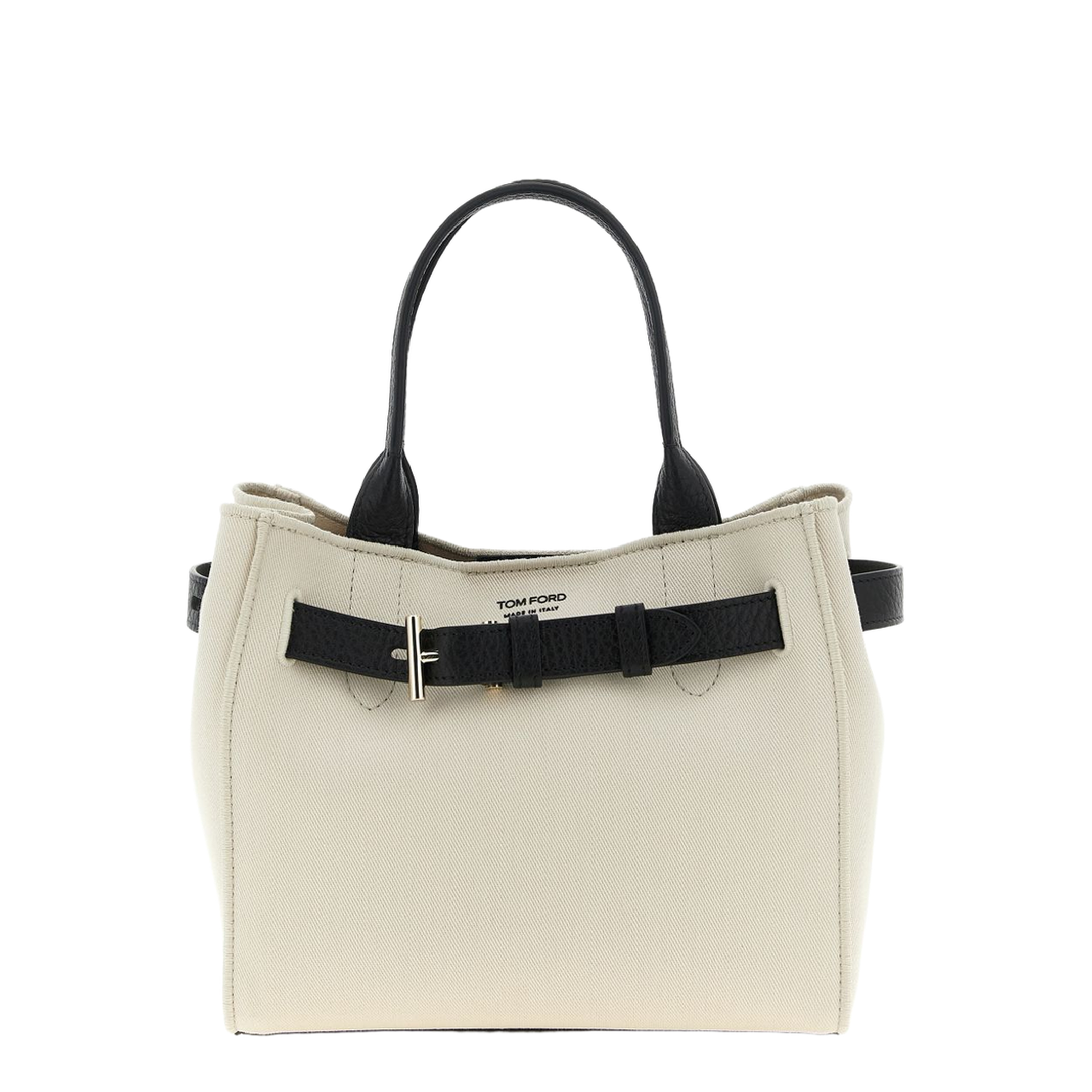 Audrey Small Canvas Shopping Bag - Ecru/Black - Image 1